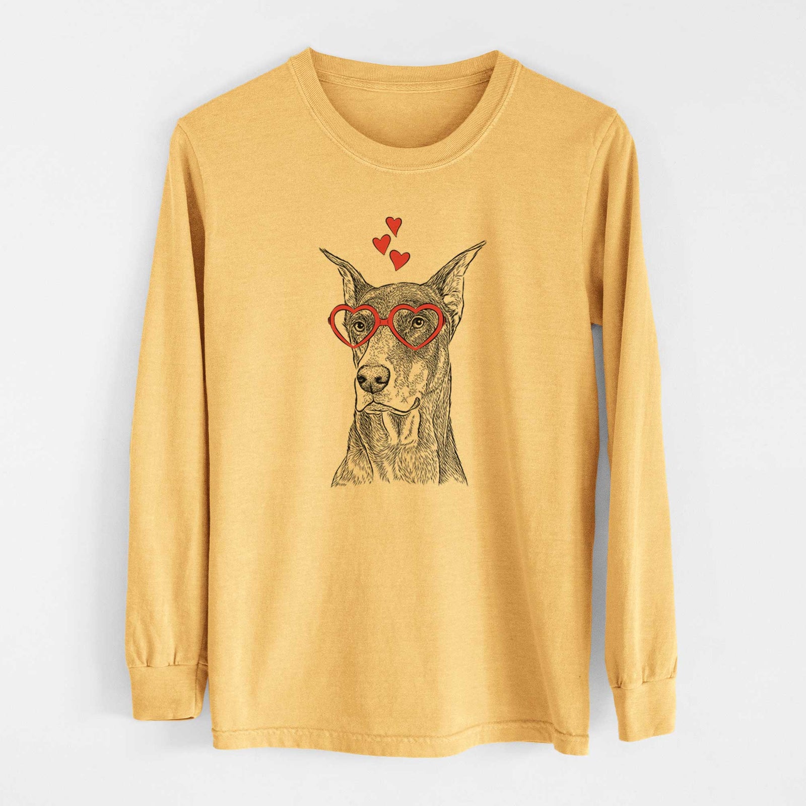 Valentine RJ the Doberman Pinscher - Heavyweight 100% Cotton Long Sleeve
