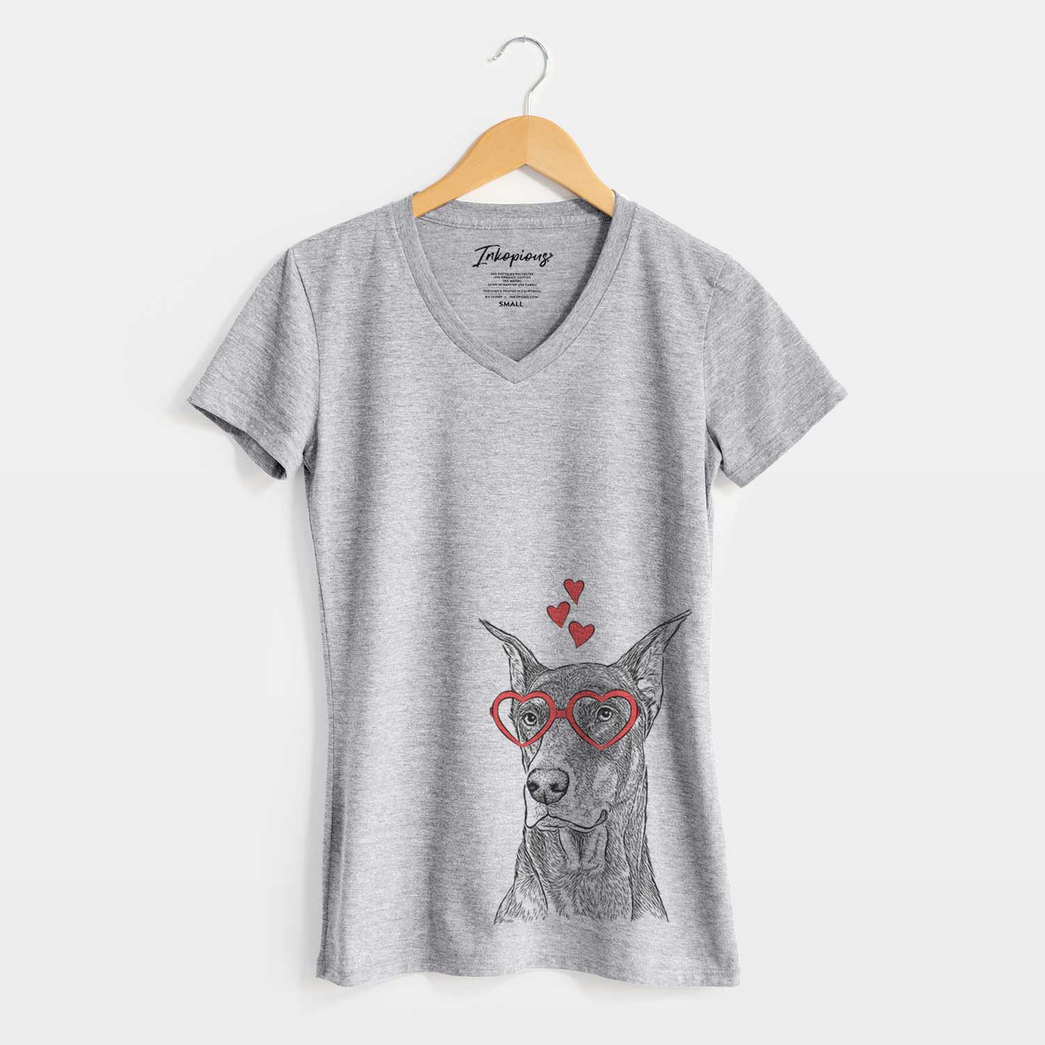 Valentine RJ the Doberman Pinscher - Women's V-neck Shirt