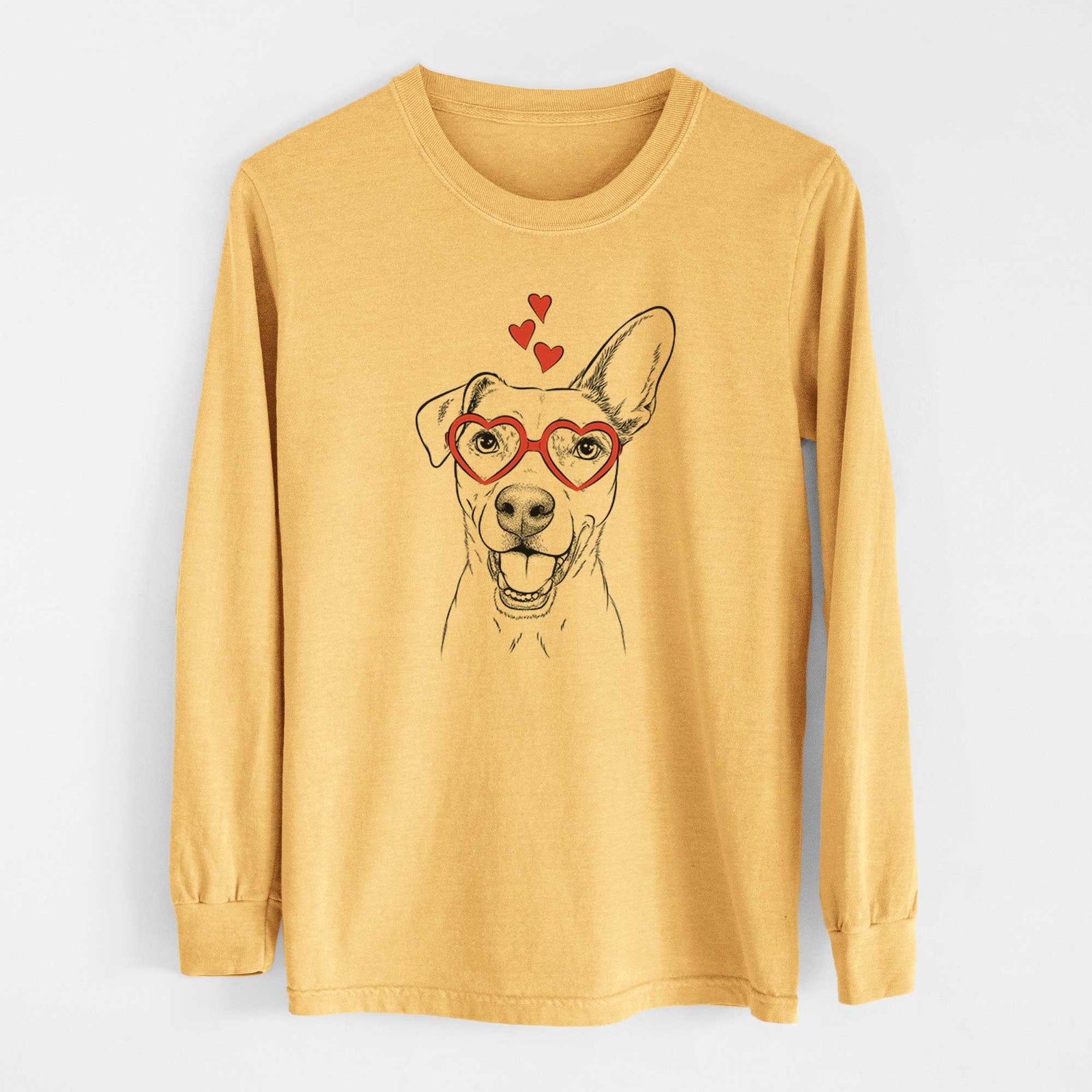 Valentine Radar the Pitbull Mix - Heavyweight 100% Cotton Long Sleeve