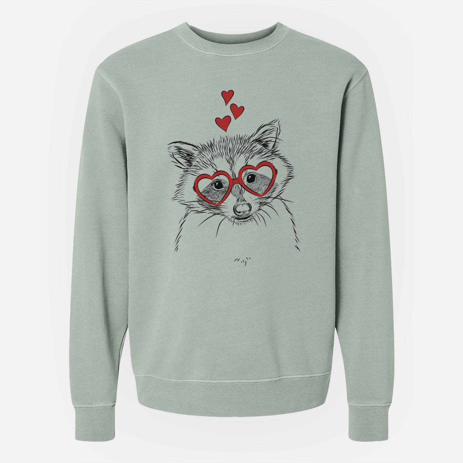 Valentine Randy the Raccoon - Unisex Pigment Dyed Crew Sweatshirt