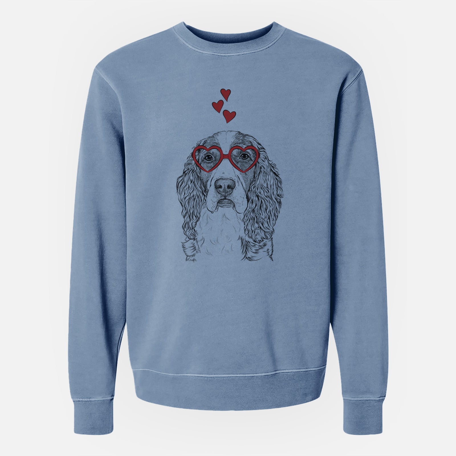 Valentine Red the English Springer Spaniel - Unisex Pigment Dyed Crew Sweatshirt