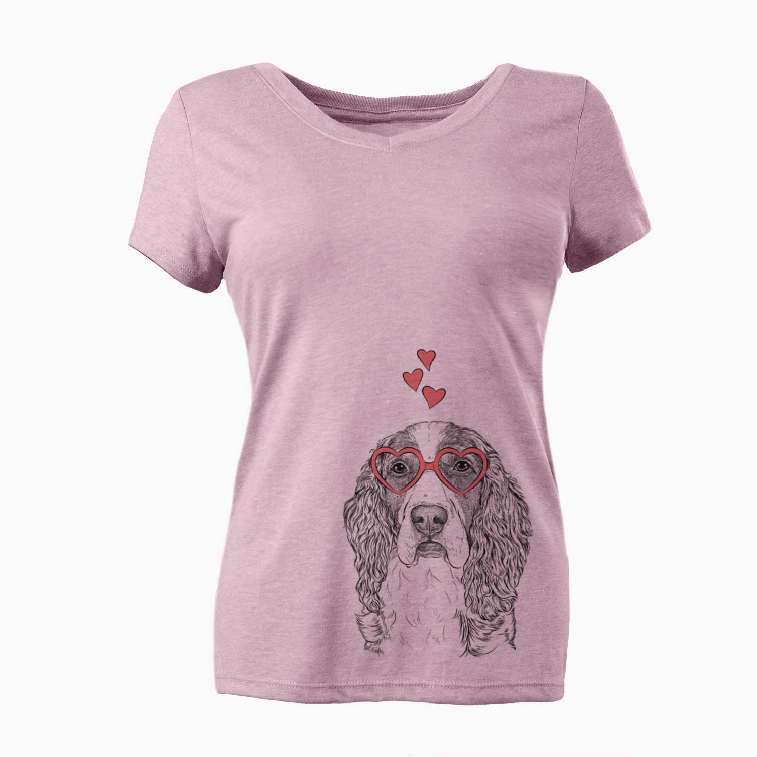 Valentine Red the English Springer Spaniel - Women's V-neck Shirt