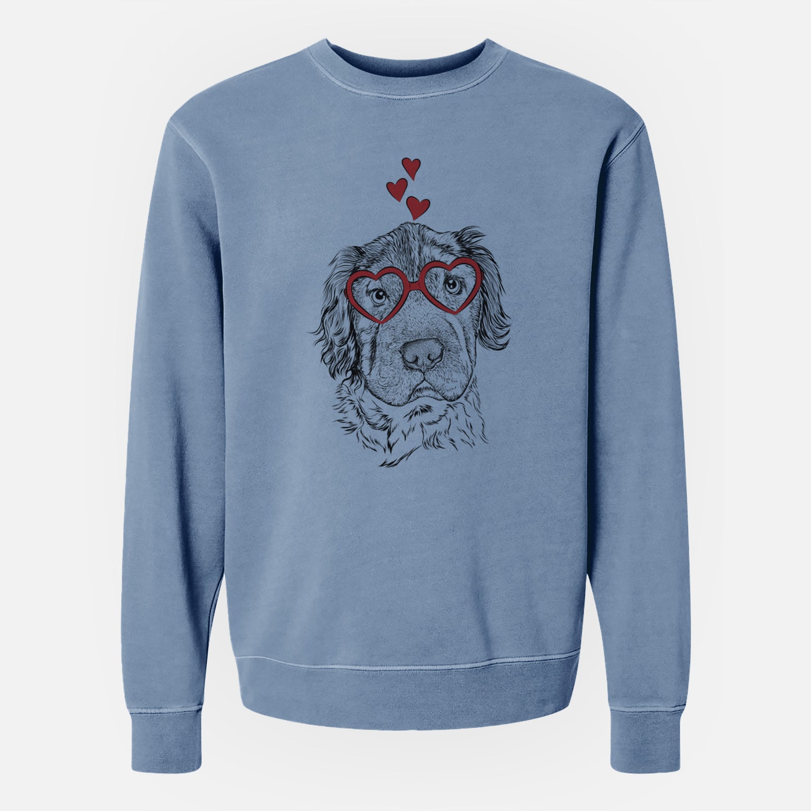 Valentine Rex the Mini Hippo - Unisex Pigment Dyed Crew Sweatshirt