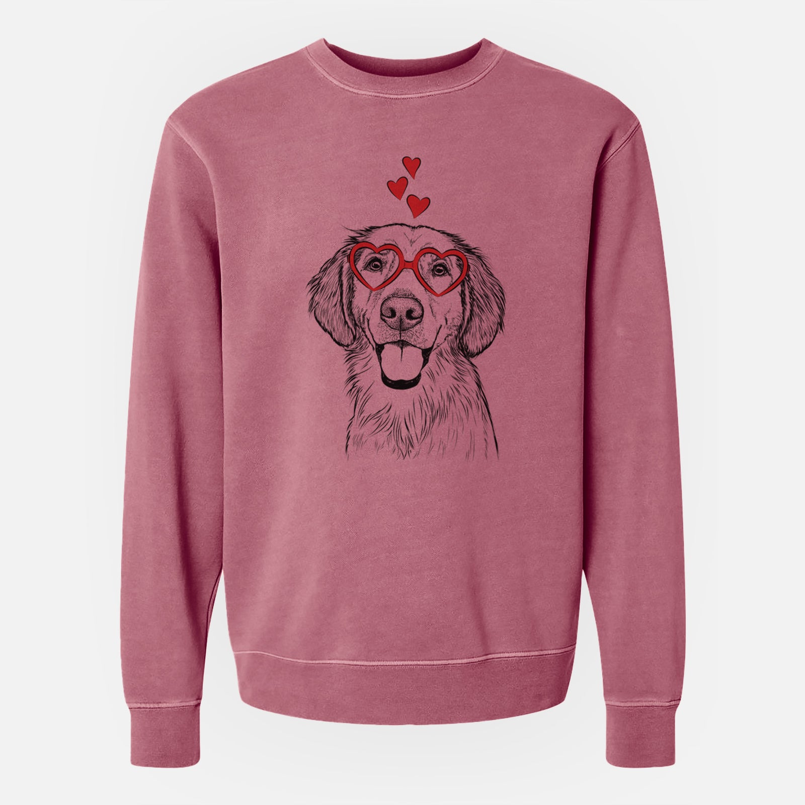 Valentine Riley the Golden Retriever - Unisex Pigment Dyed Crew Sweatshirt