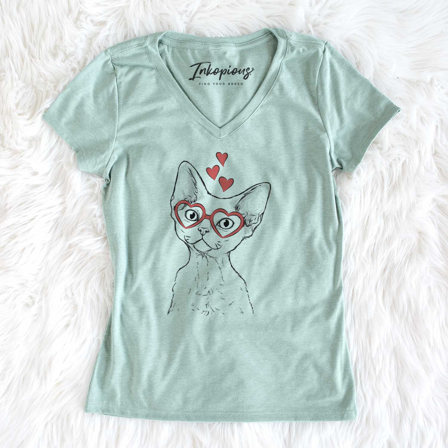 Valentine Ripley the Devon Rex Cat - Women's V-neck Shirt