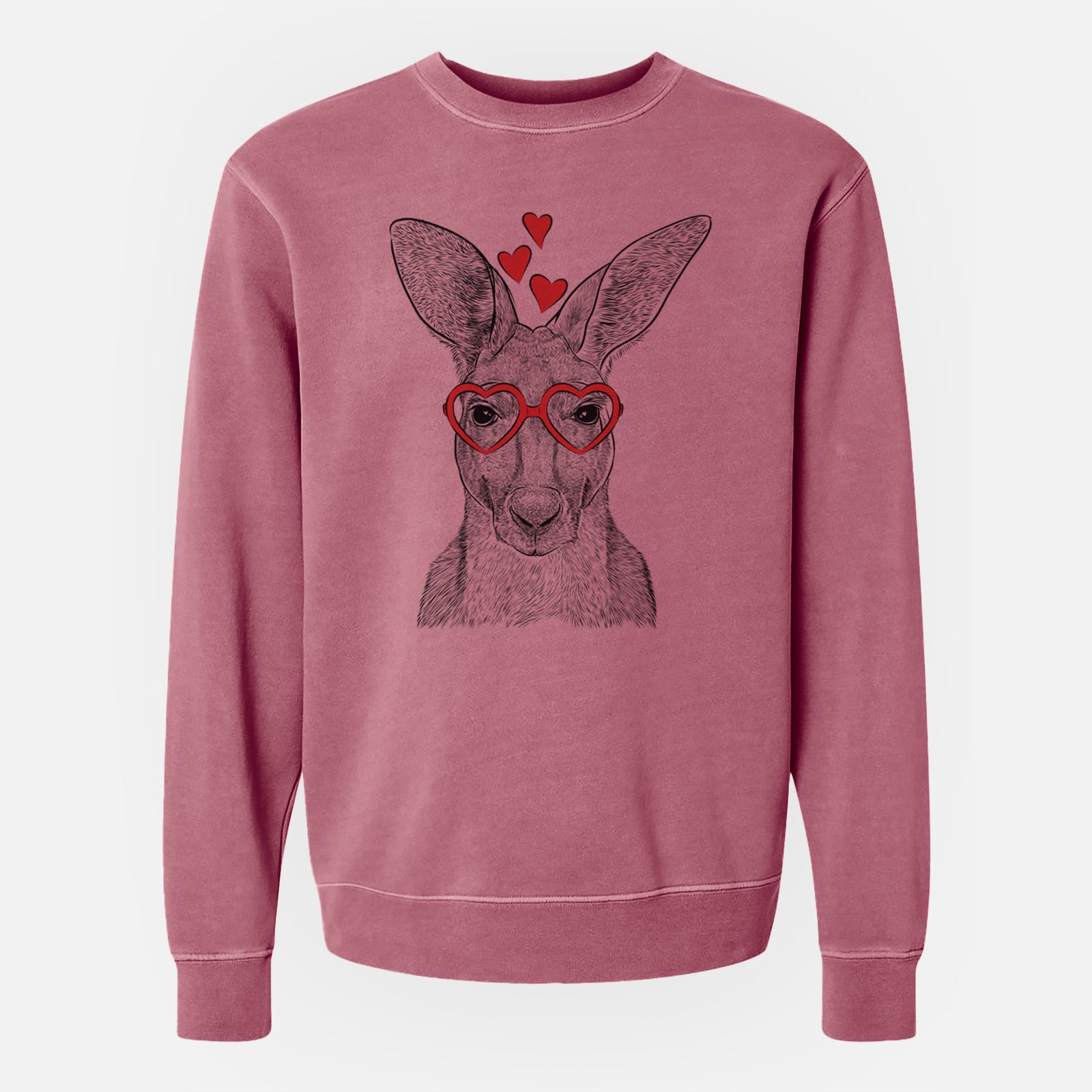 Valentine Roger the Red Kangaroo - Unisex Pigment Dyed Crew Sweatshirt