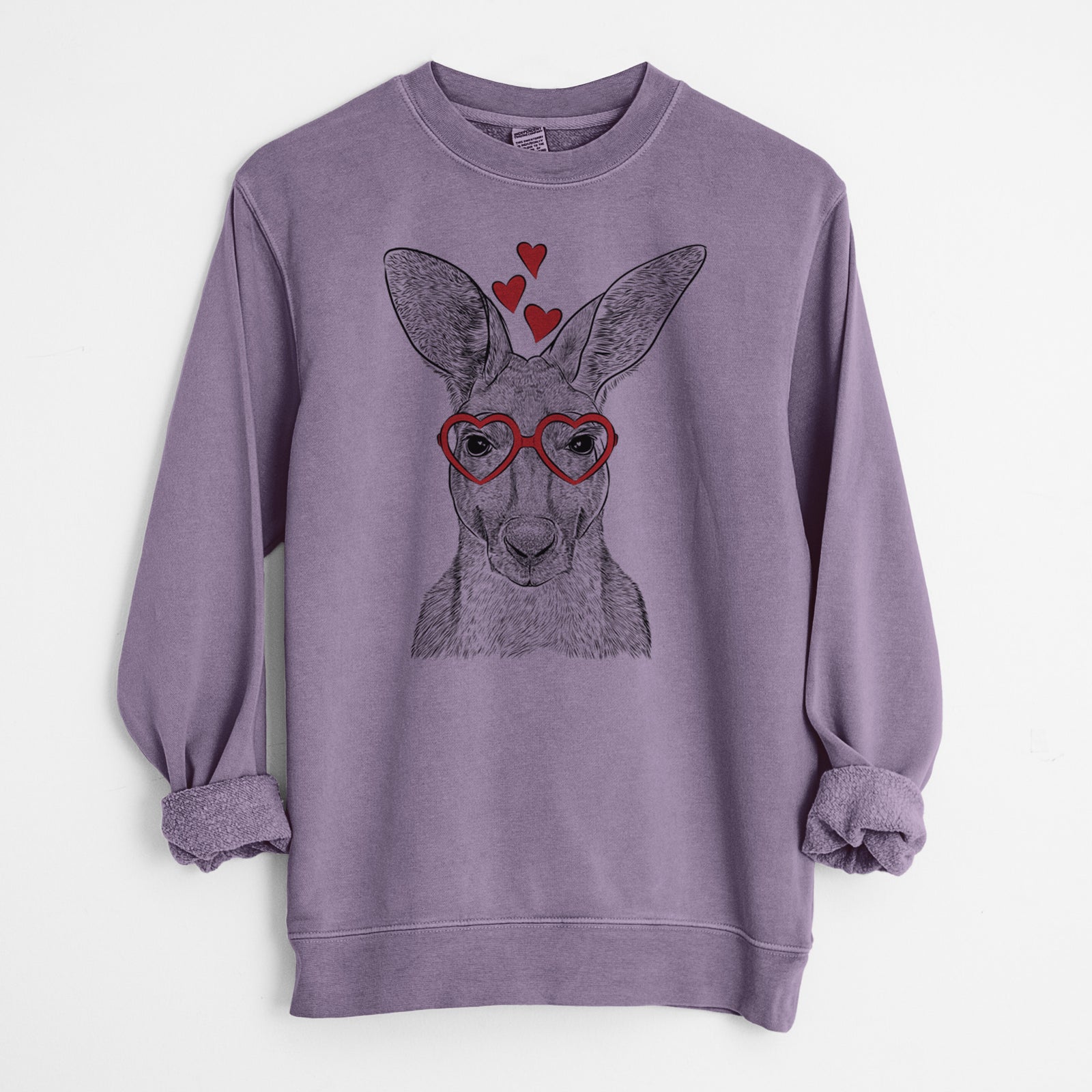 Valentine Roger the Red Kangaroo - Unisex Pigment Dyed Crew Sweatshirt