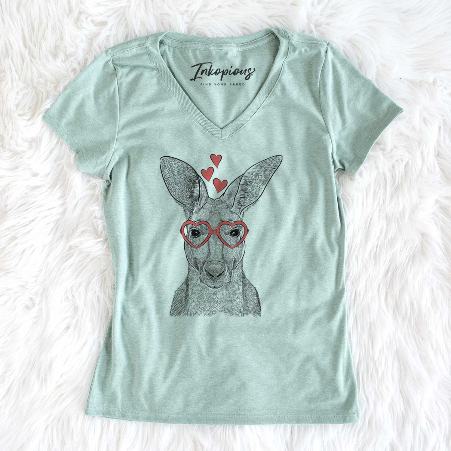 Valentine Roger the Red Kangaroo - Women's V-neck Shirt