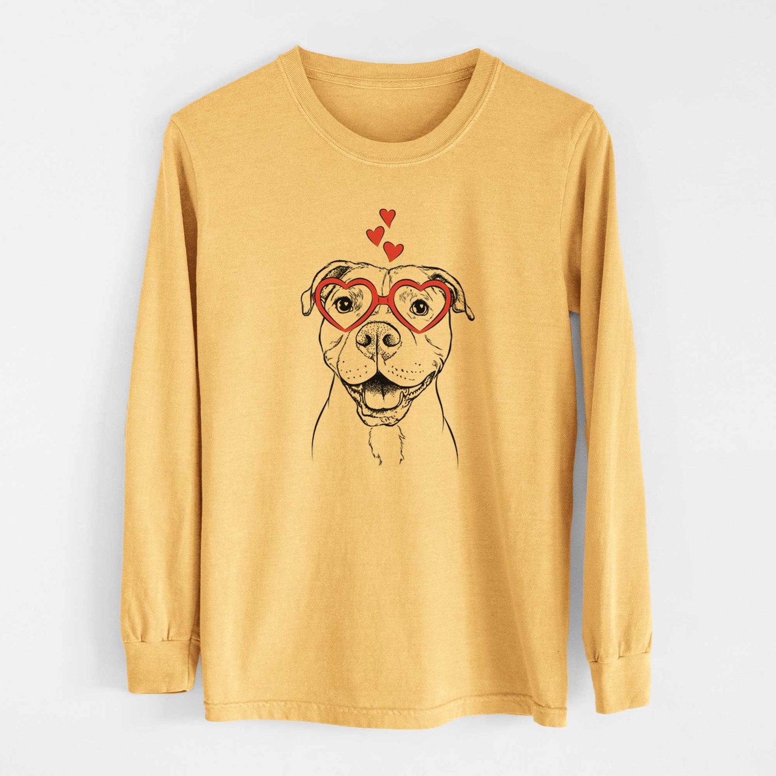 Valentine Roscoe the Pitbull - Heavyweight 100% Cotton Long Sleeve