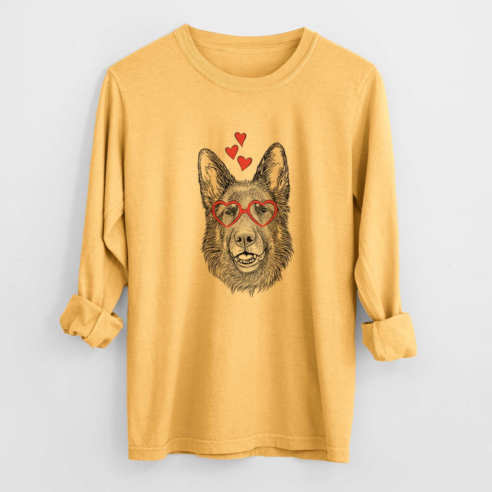 Valentine Sammie the German Shepherd - Heavyweight 100% Cotton Long Sleeve