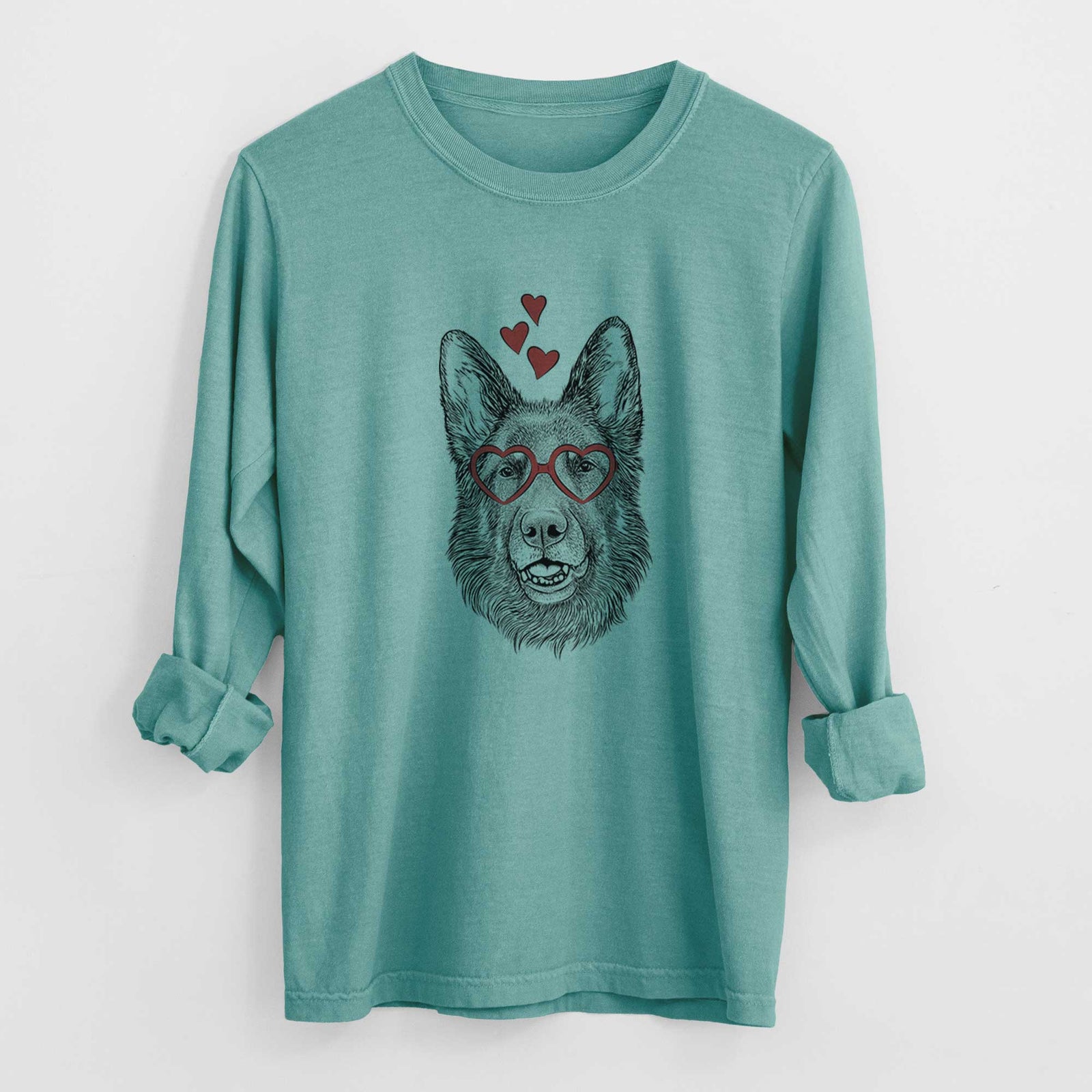 Valentine Sammie the German Shepherd - Heavyweight 100% Cotton Long Sleeve