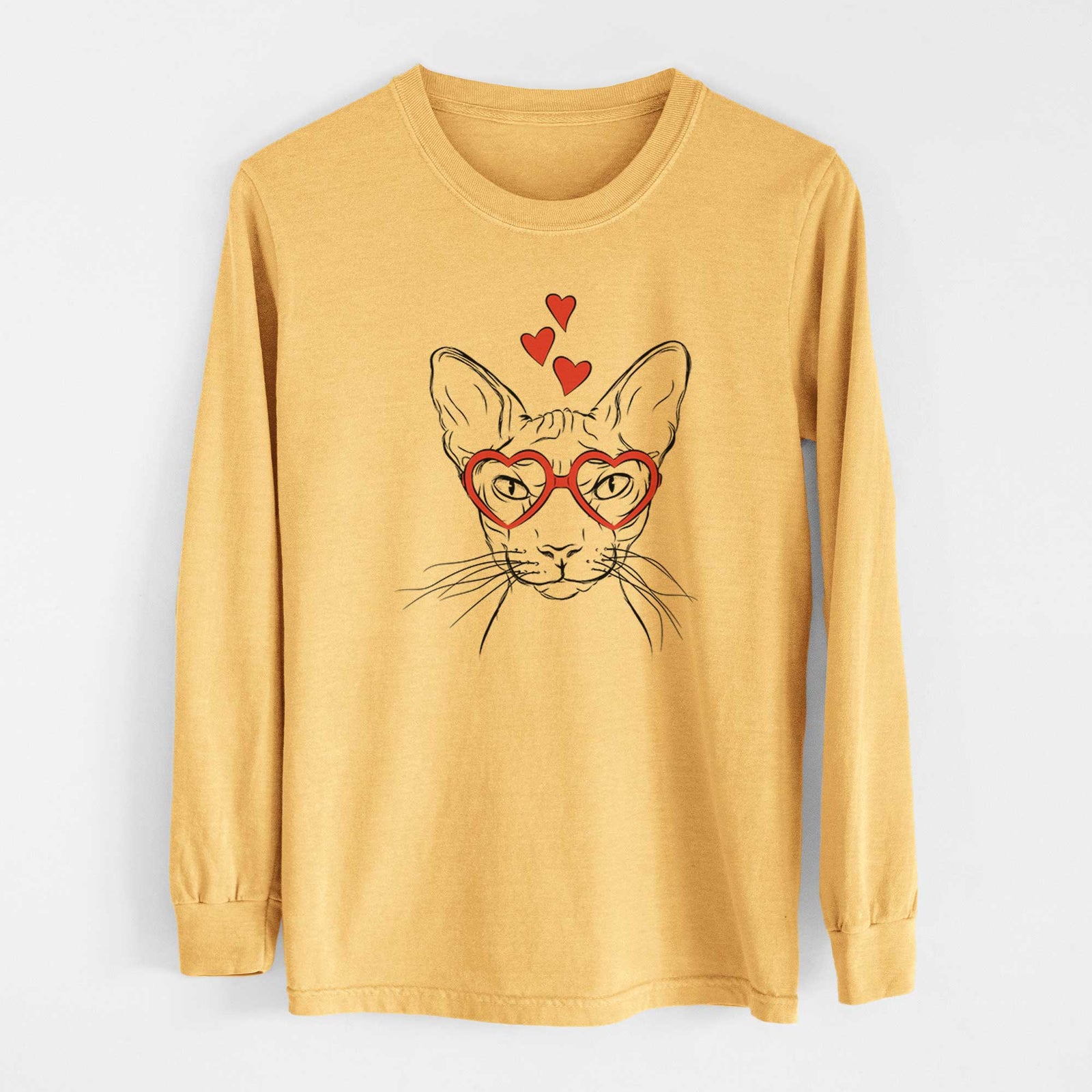 Valentine Sammy the Spinx Cat - Heavyweight 100% Cotton Long Sleeve