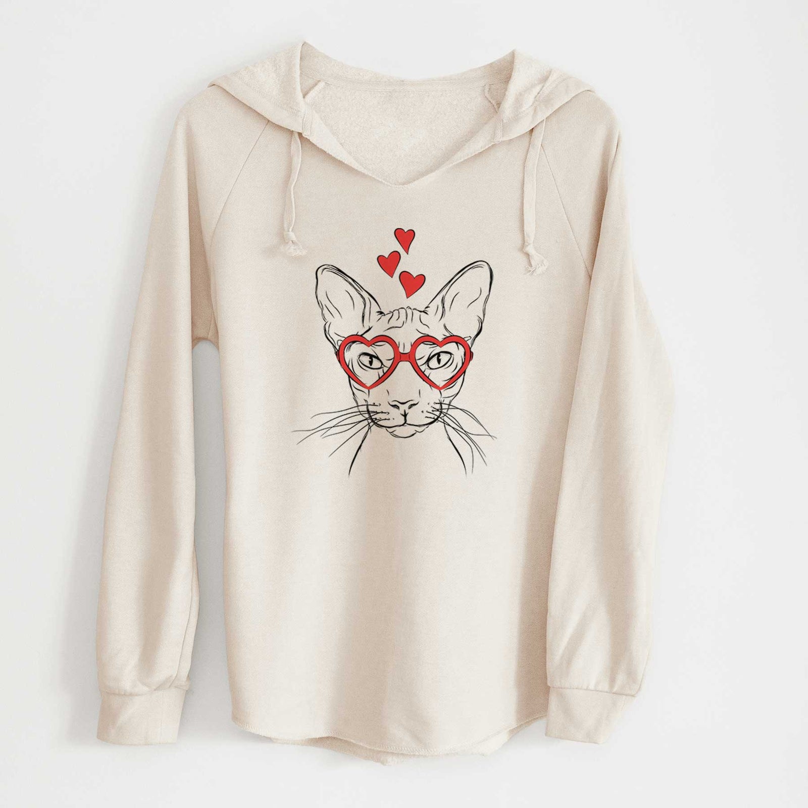 Valentine Sammy the Spinx Cat - Cali Wave Hooded Sweatshirt