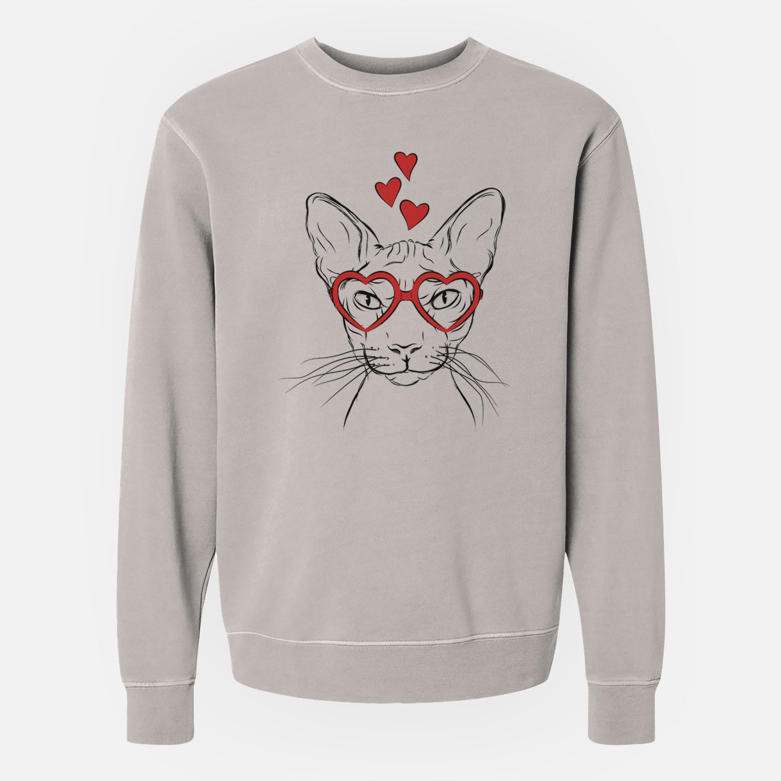 Valentine Sammy the Spinx Cat - Unisex Pigment Dyed Crew Sweatshirt