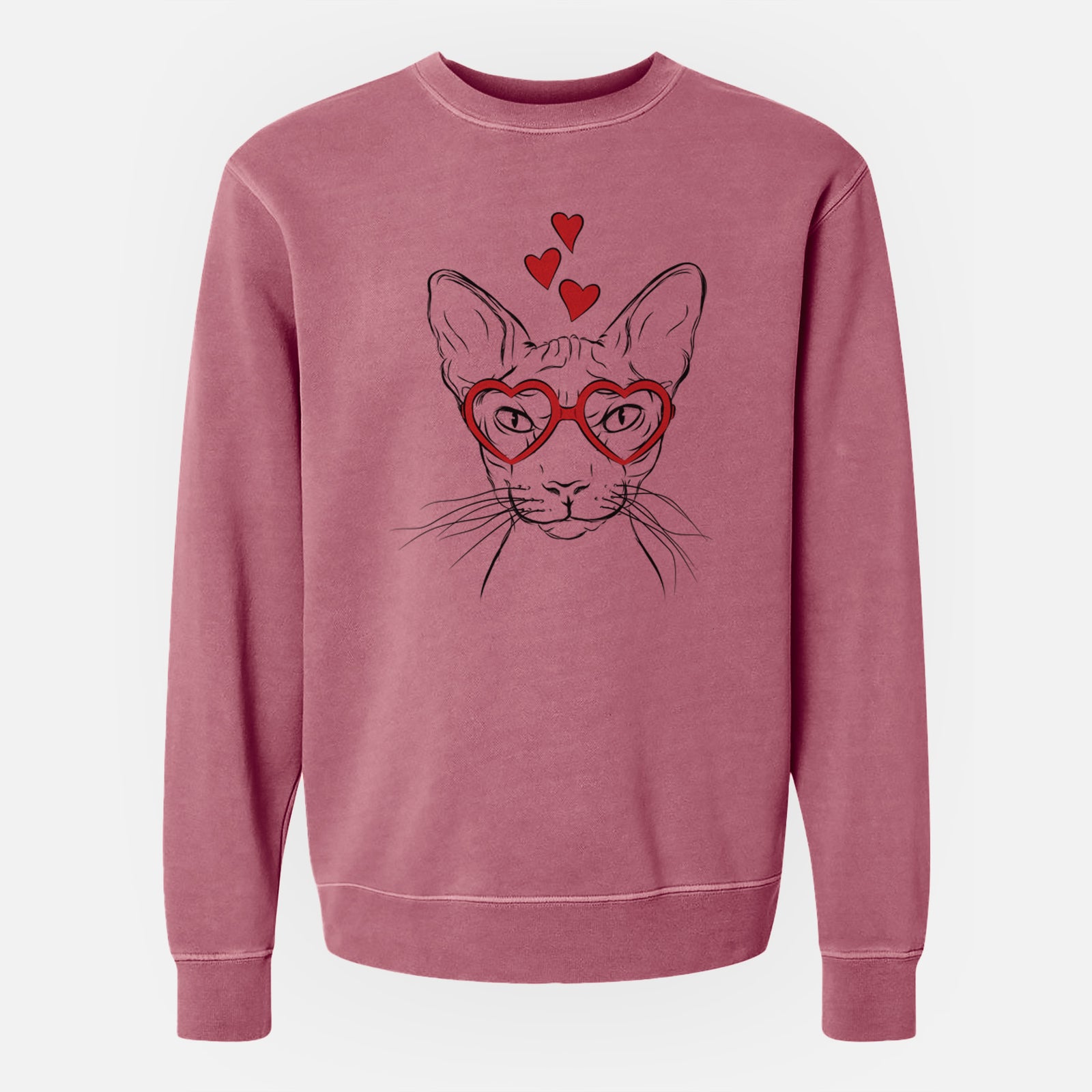 Valentine Sammy the Spinx Cat - Unisex Pigment Dyed Crew Sweatshirt