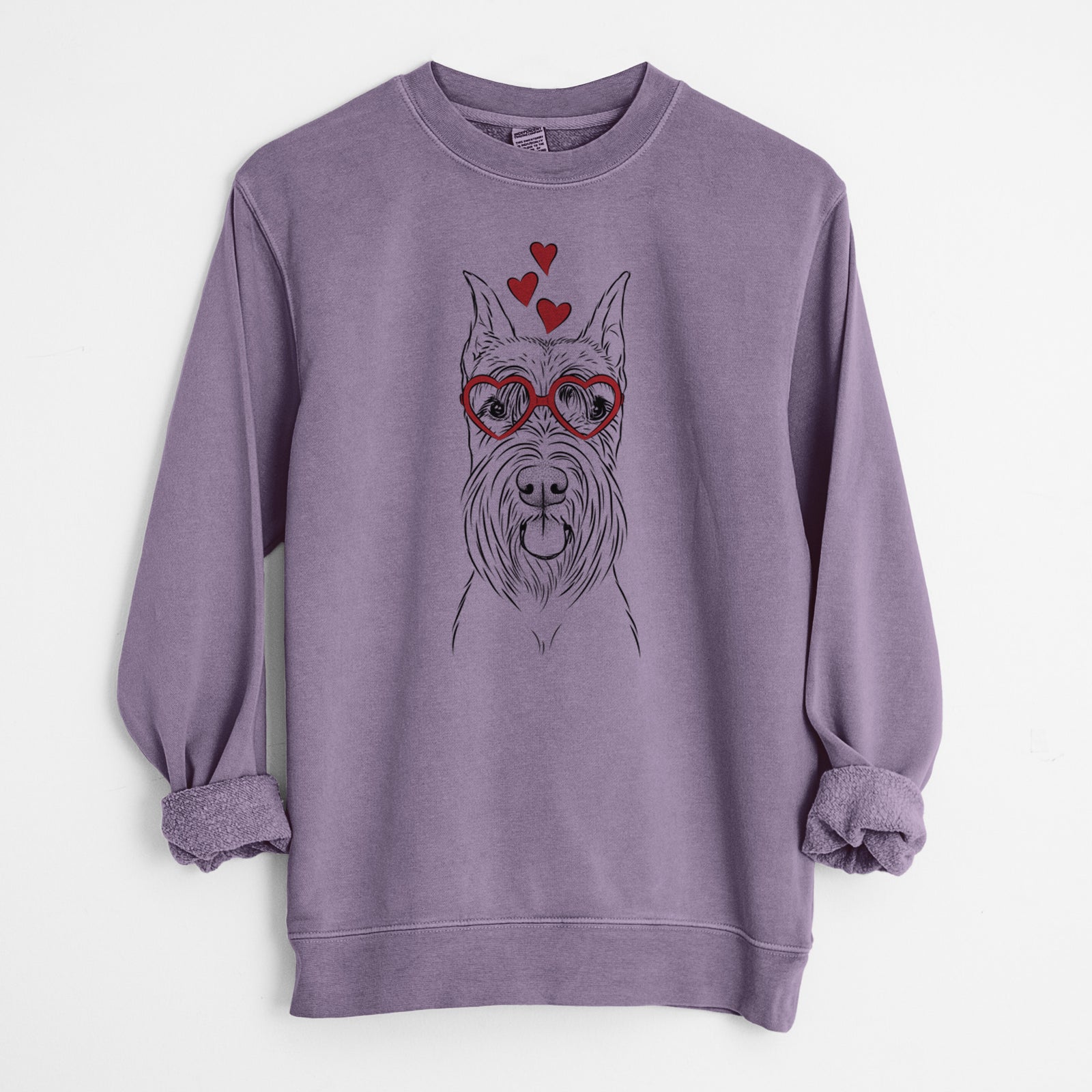 Valentine Samuel the Standard Schnauzer - Unisex Pigment Dyed Crew Sweatshirt