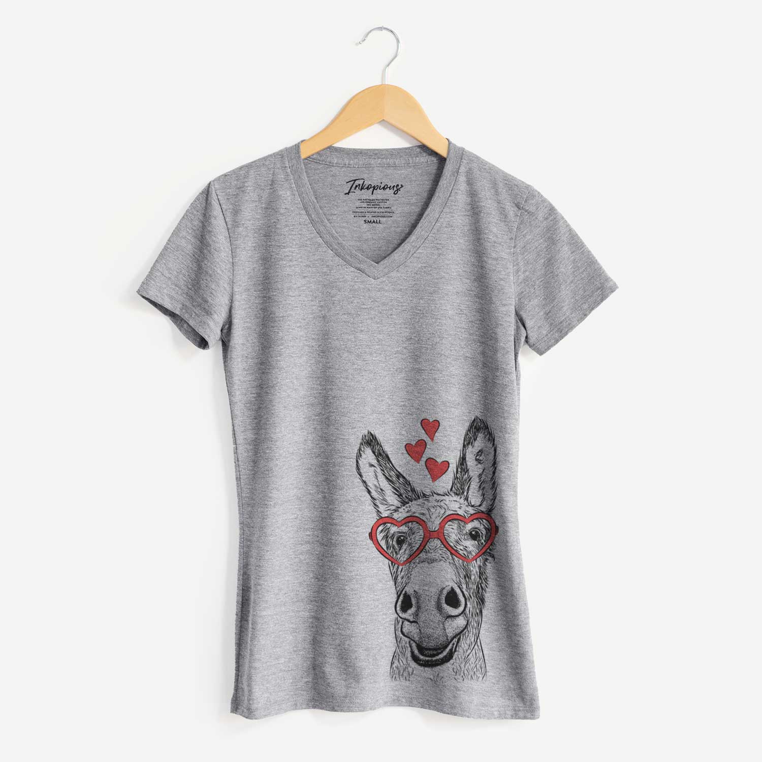 Valentine Samule the Donkey - Women's V-neck Shirt