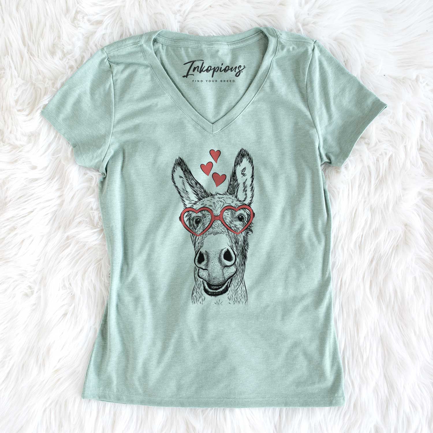Valentine Samule the Donkey - Women's V-neck Shirt