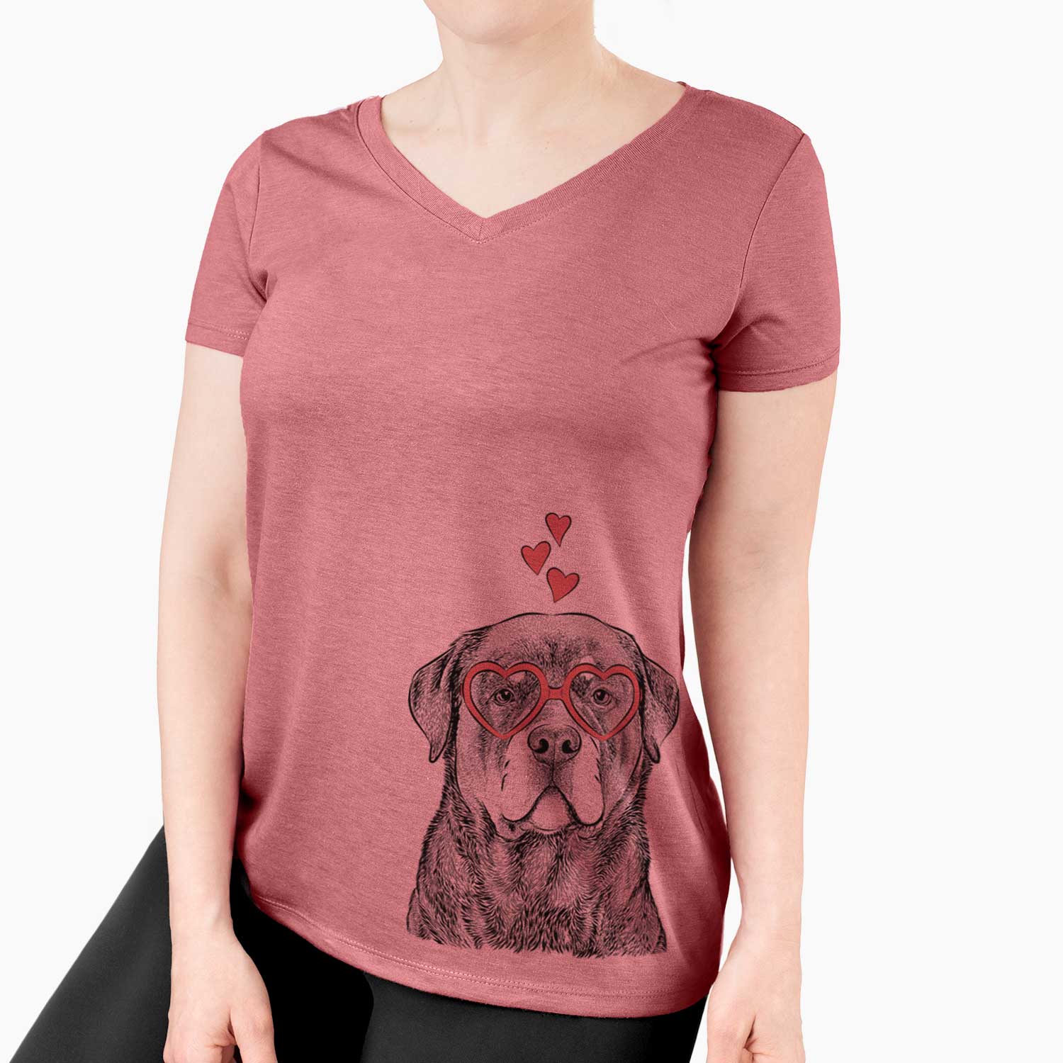 Valentine Sarge the Rottweiler - Women's V-neck Shirt