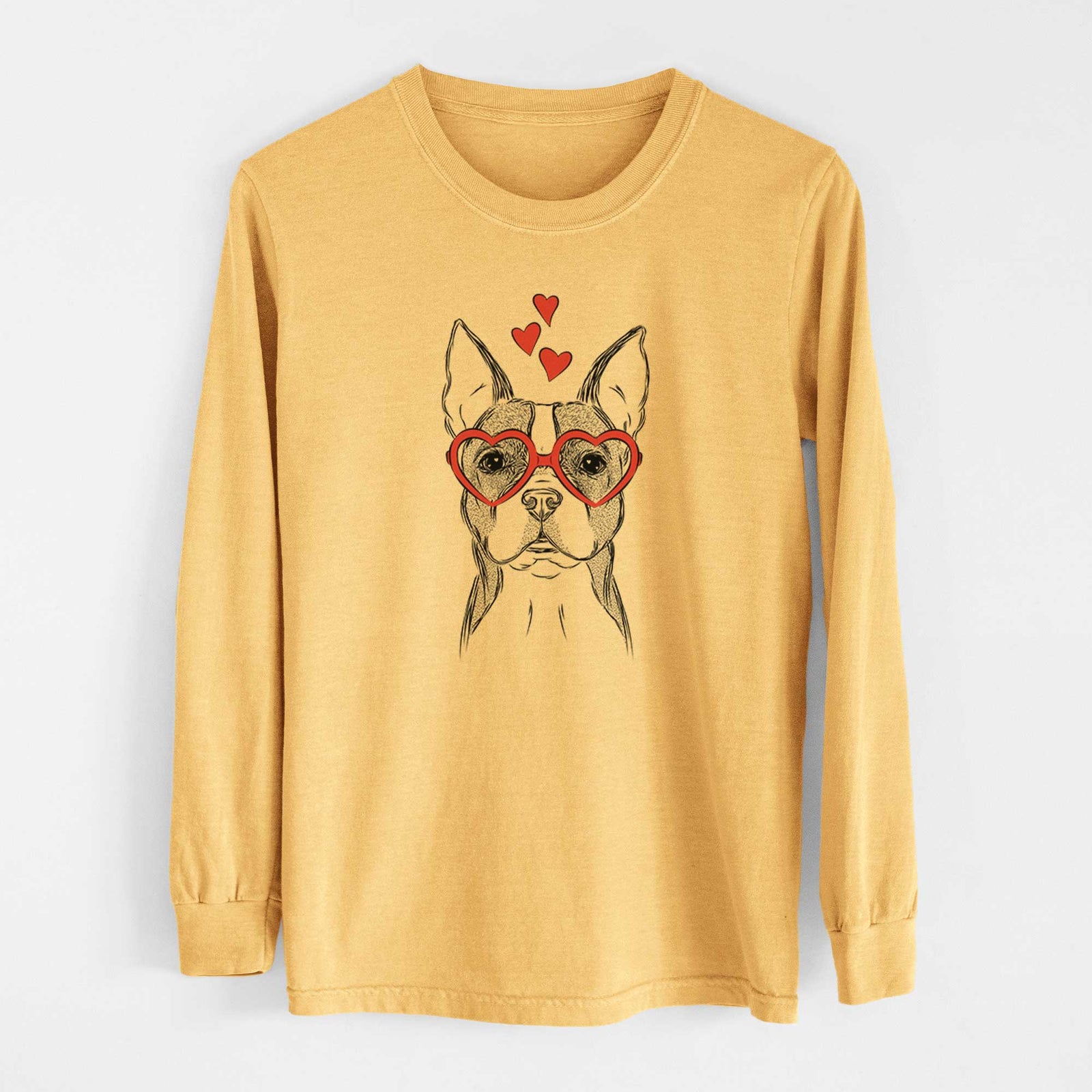 Valentine Scout the Boston Terrier - Heavyweight 100% Cotton Long Sleeve