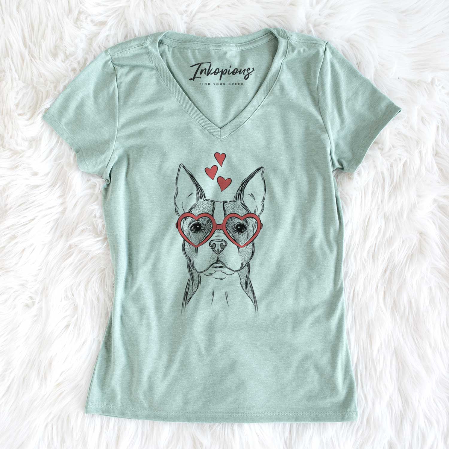 Valentine Scout the Boston Terrier - Women's V-neck Shirt