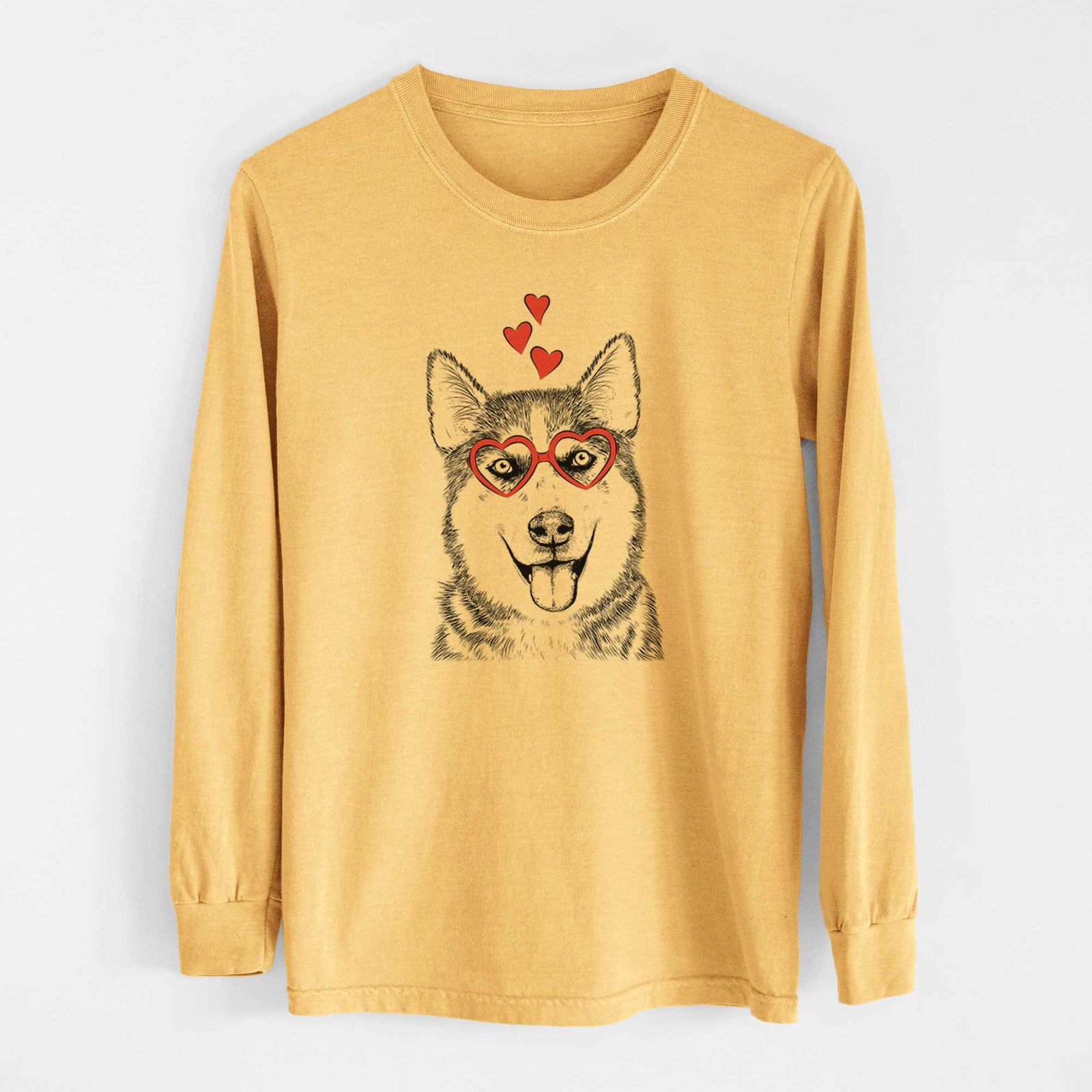 Valentine Sesi the Siberian Husky - Heavyweight 100% Cotton Long Sleeve