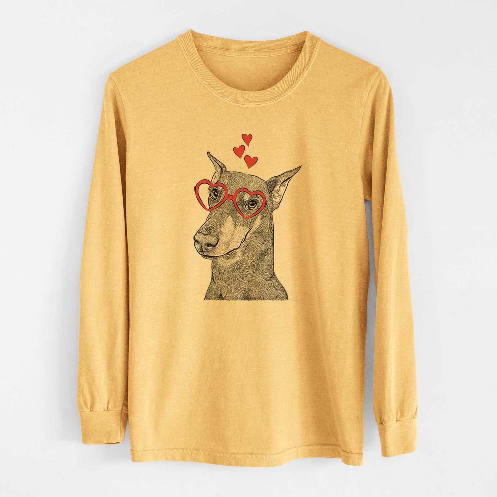 Valentine Shelby the Doberman Pinscher - Heavyweight 100% Cotton Long Sleeve