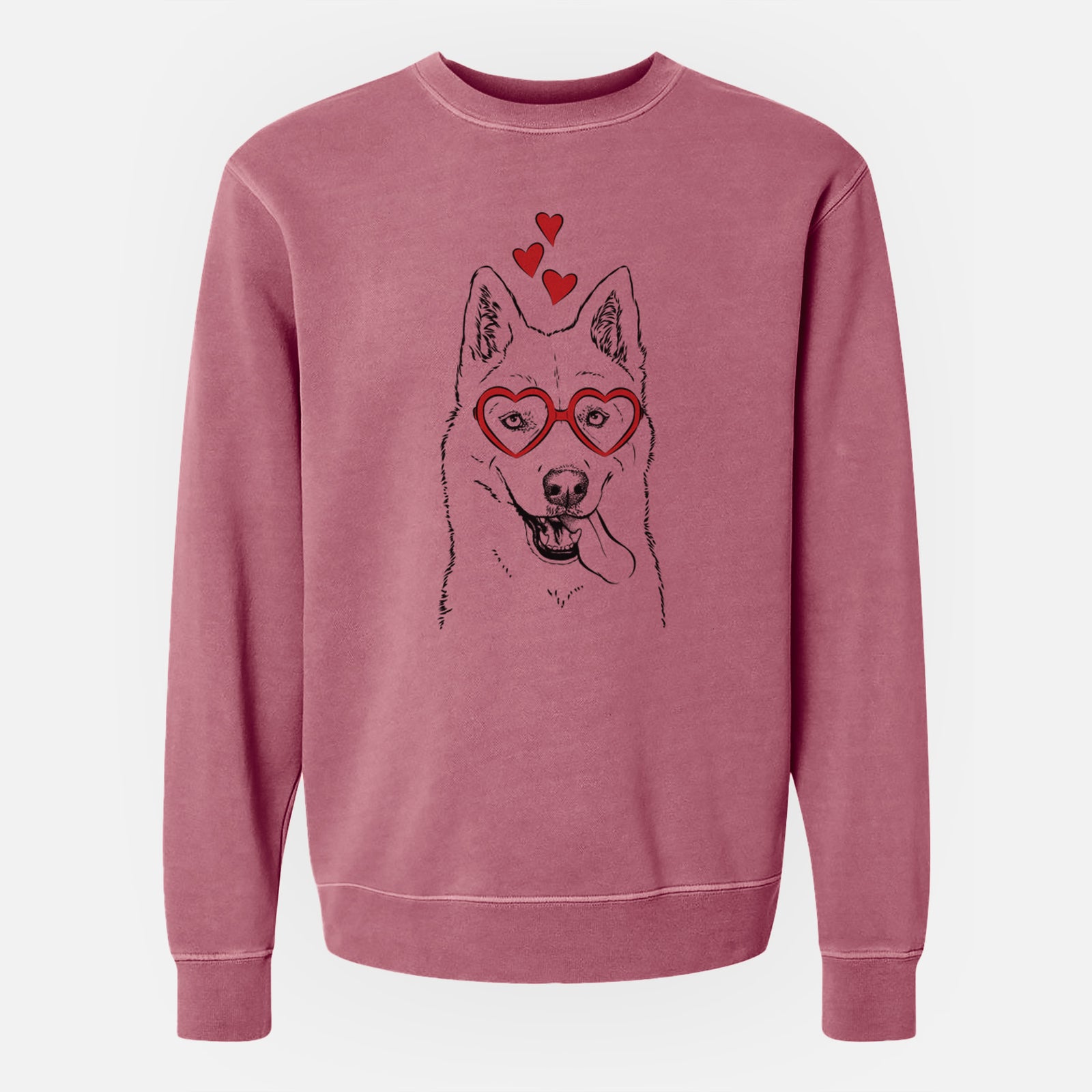 Valentine Sinatra the Siberian Husky - Unisex Pigment Dyed Crew Sweatshirt