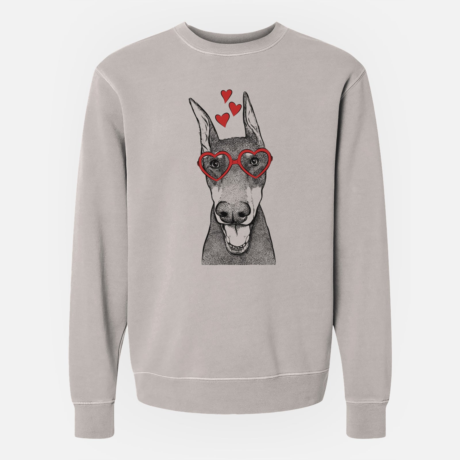 Valentine Sir Duke the Doberman Pinscher - Unisex Pigment Dyed Crew Sweatshirt
