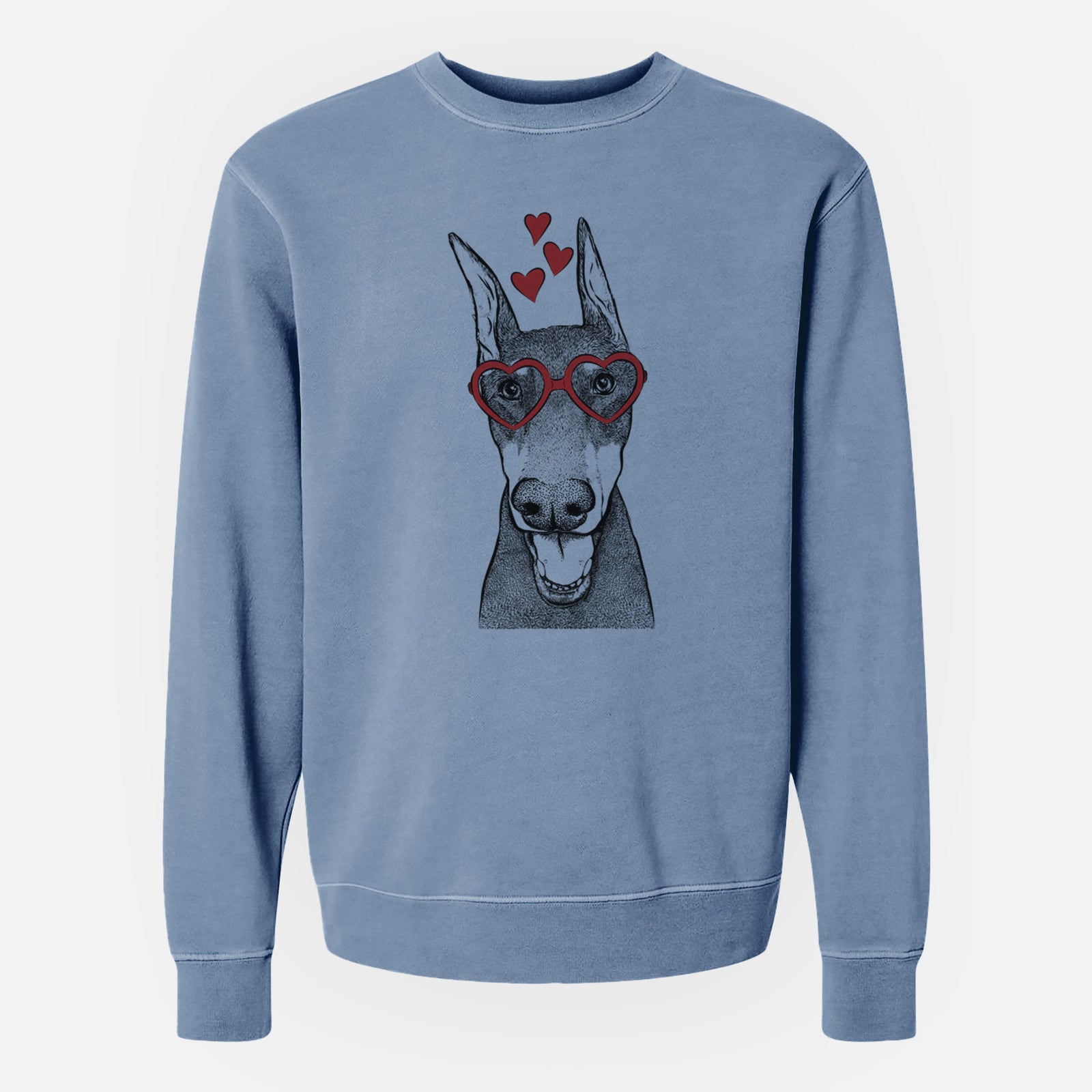 Valentine Sir Duke the Doberman Pinscher - Unisex Pigment Dyed Crew Sweatshirt