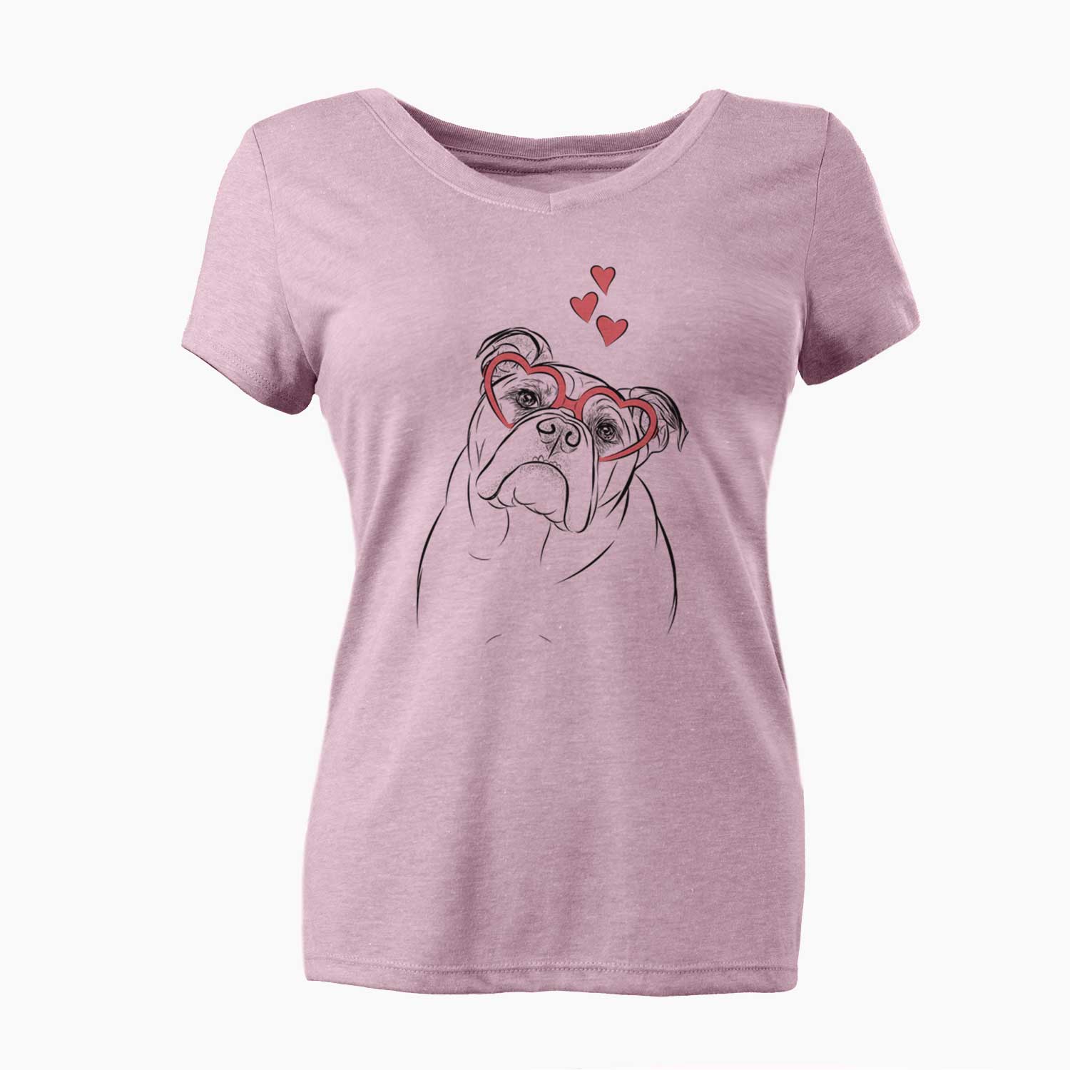 Valentine Sir Louis the English Bulldog - Women's V-neck Shirt
