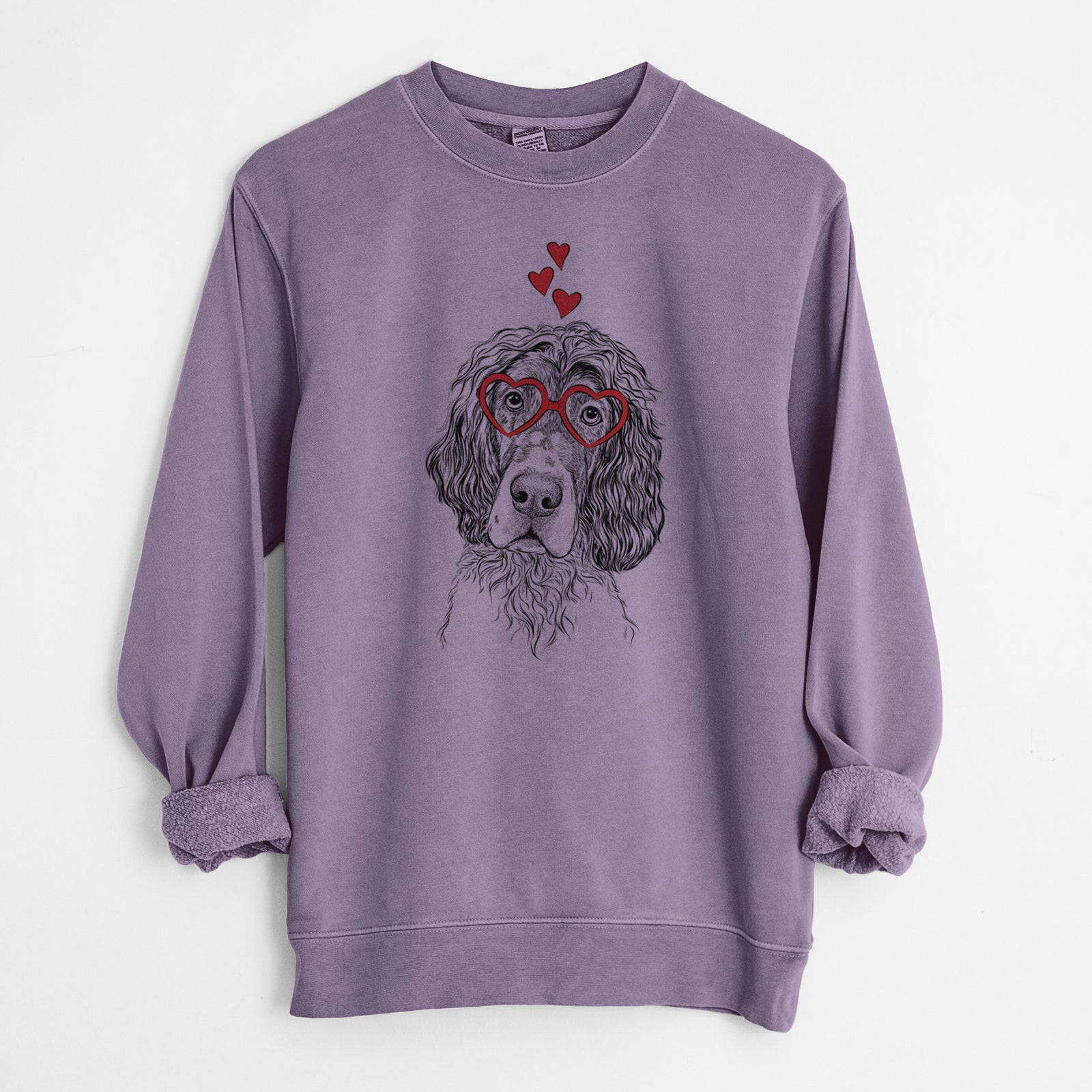 Valentine Sir Rexford the Blue Belton English Setter - Unisex Pigment Dyed Crew Sweatshirt
