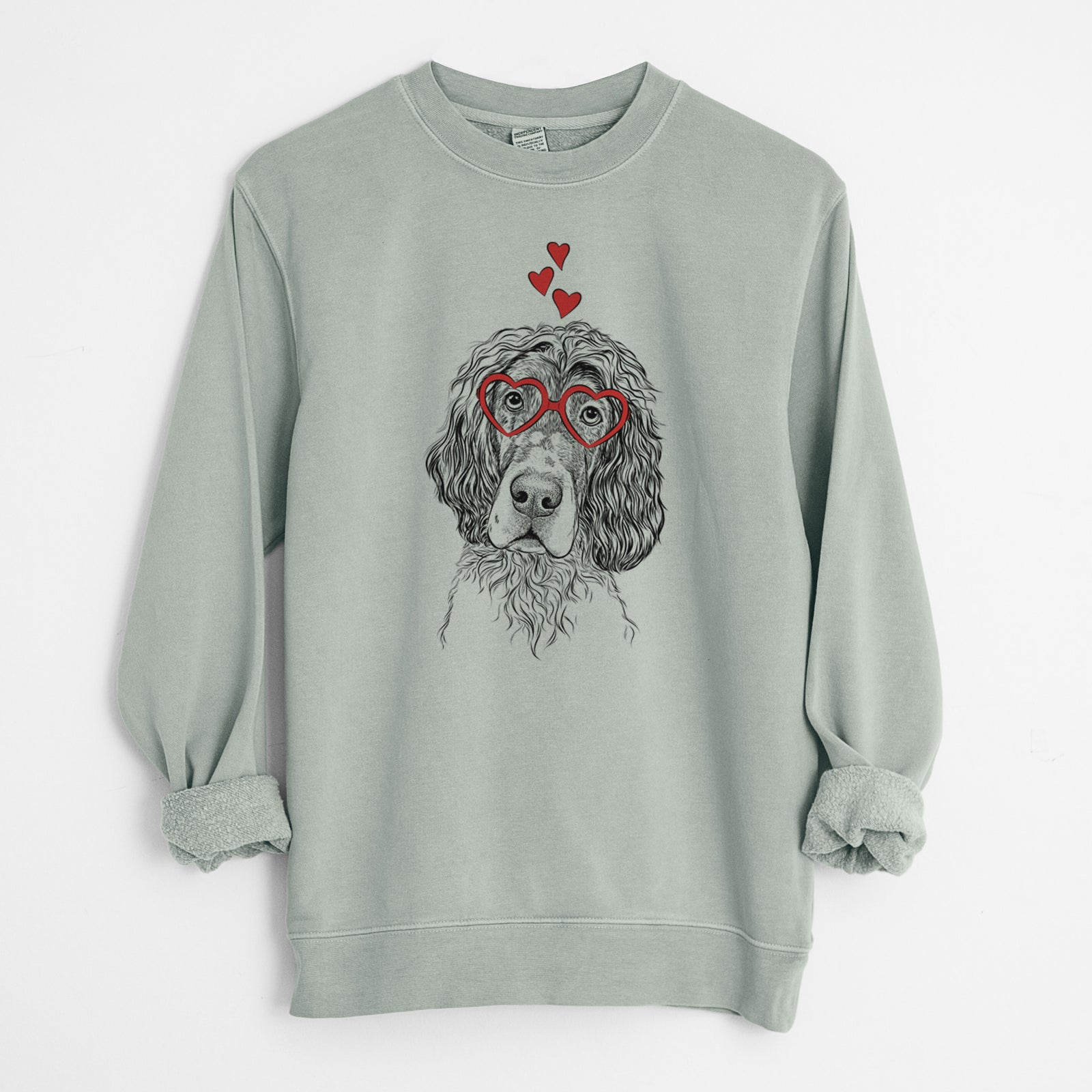 Valentine Sir Rexford the Blue Belton English Setter - Unisex Pigment Dyed Crew Sweatshirt