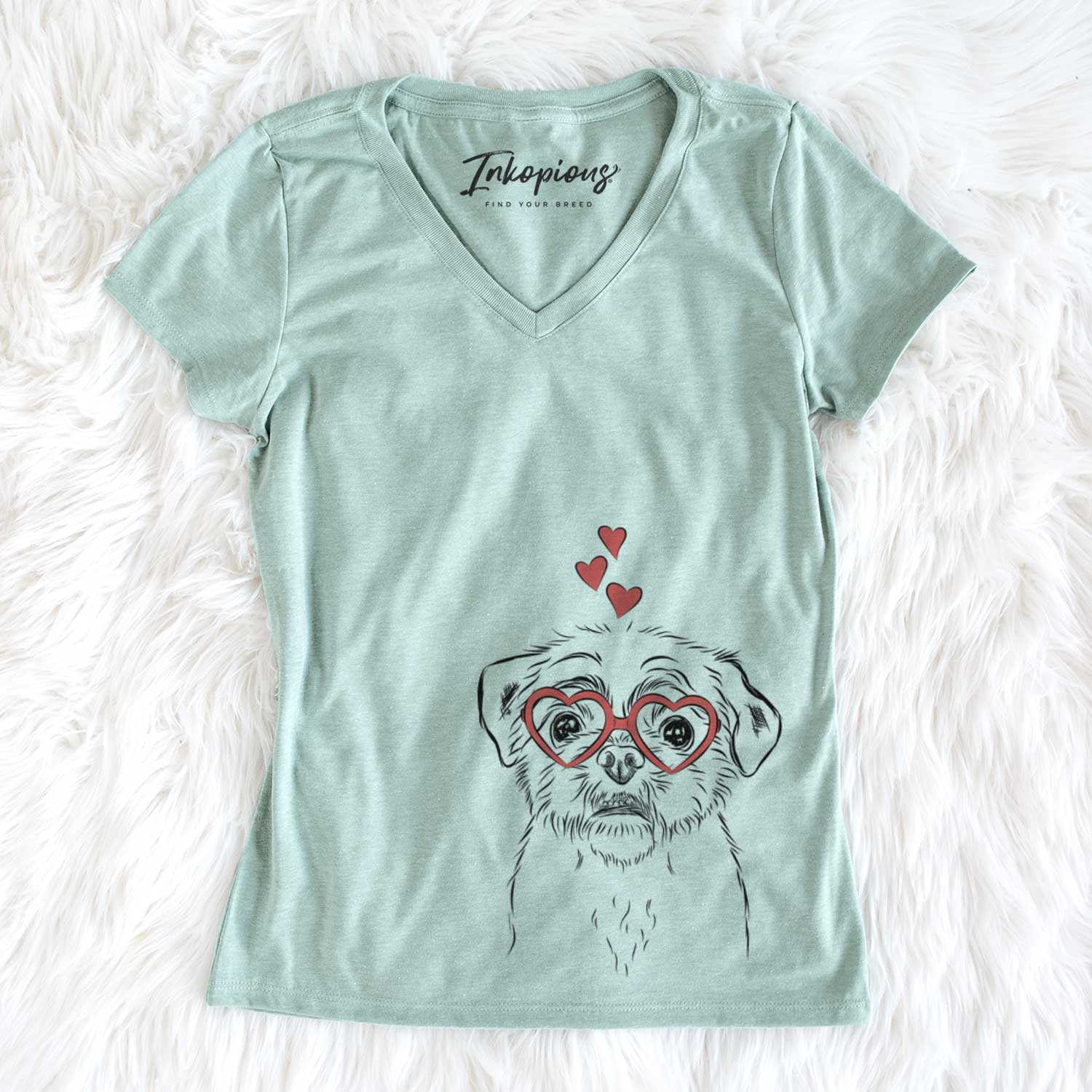 Valentine Smash the Shih Tzu - Women's V-neck Shirt