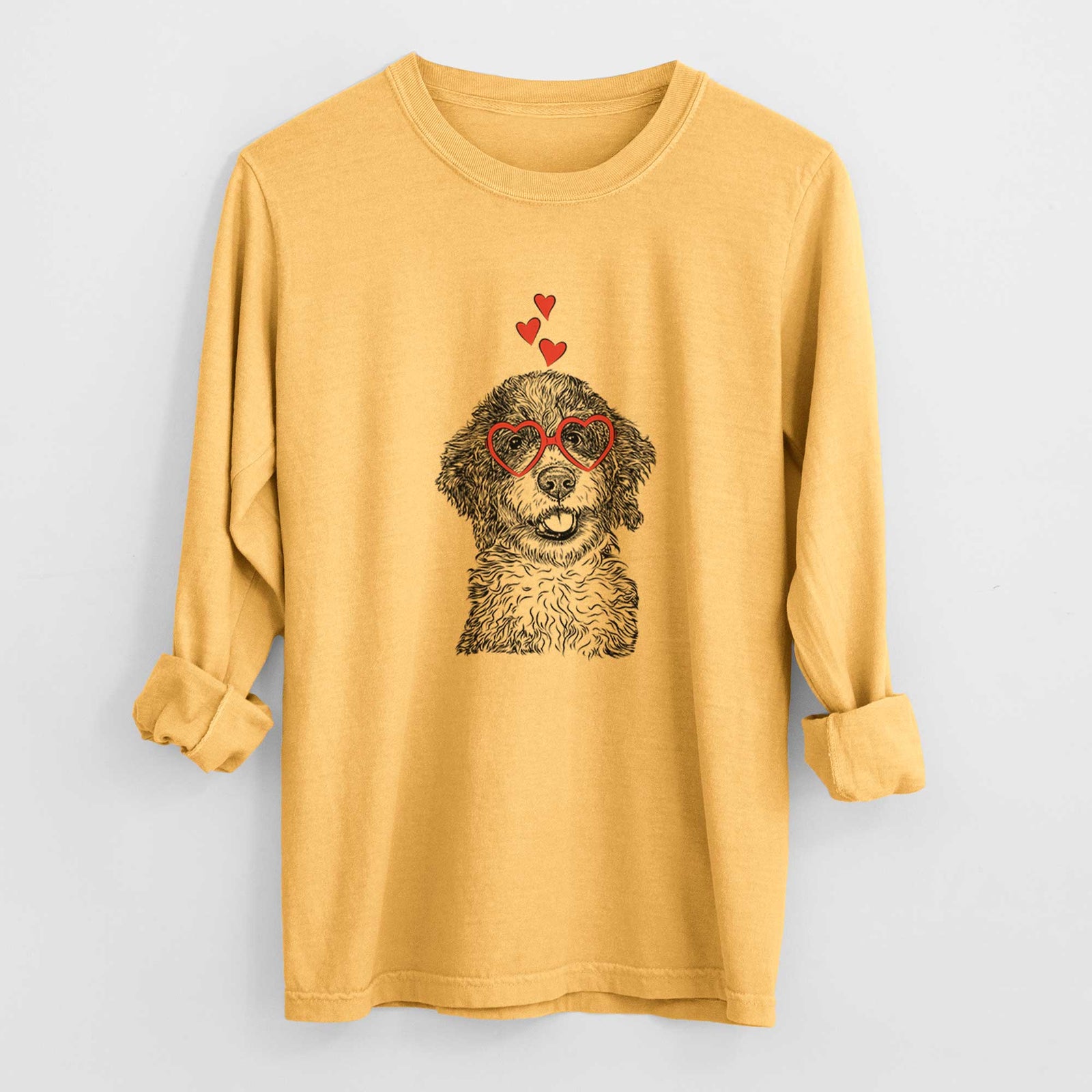 Valentine Smoky the Bernedoodle Puppy - Heavyweight 100% Cotton Long Sleeve