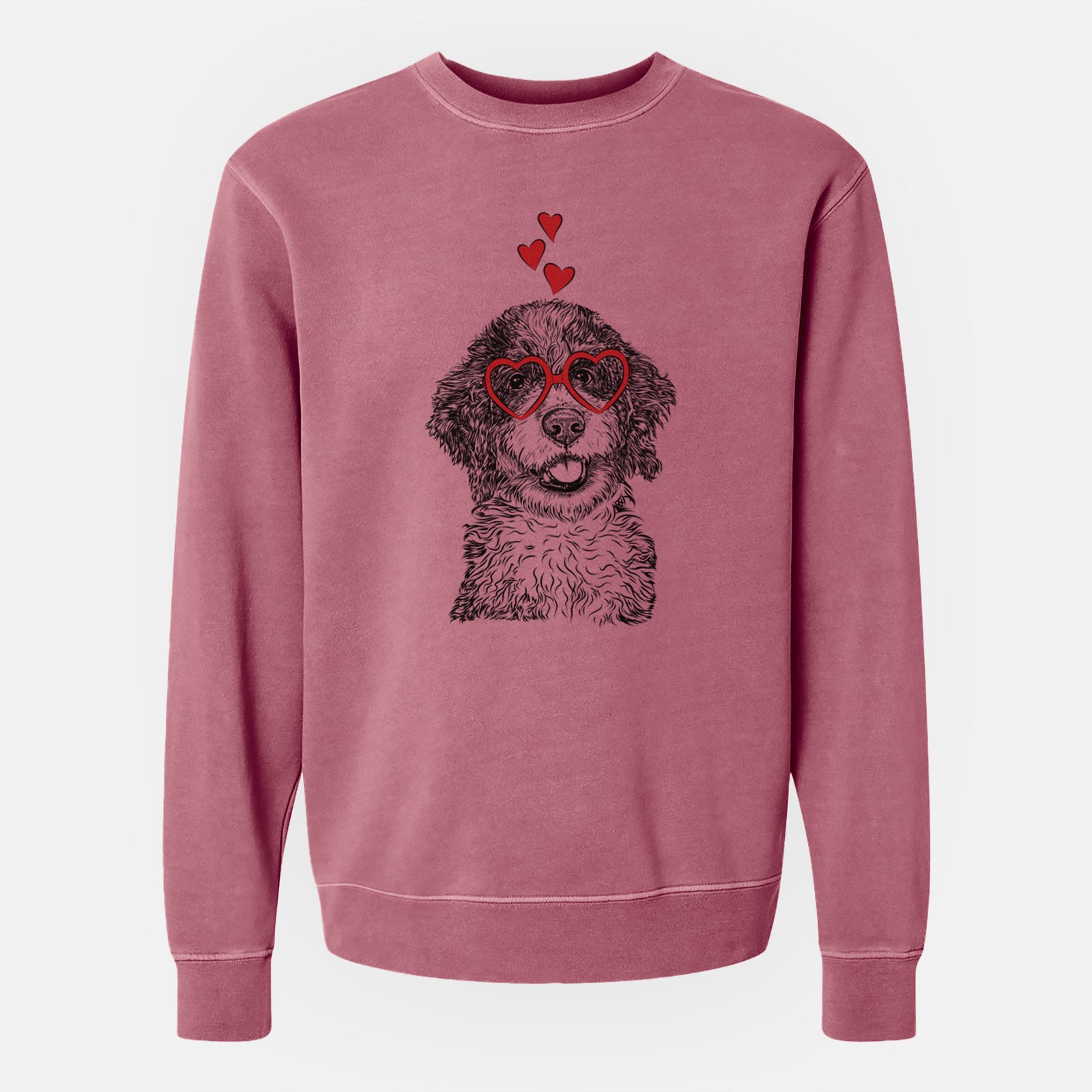 Valentine Smoky the Bernedoodle Puppy - Unisex Pigment Dyed Crew Sweatshirt