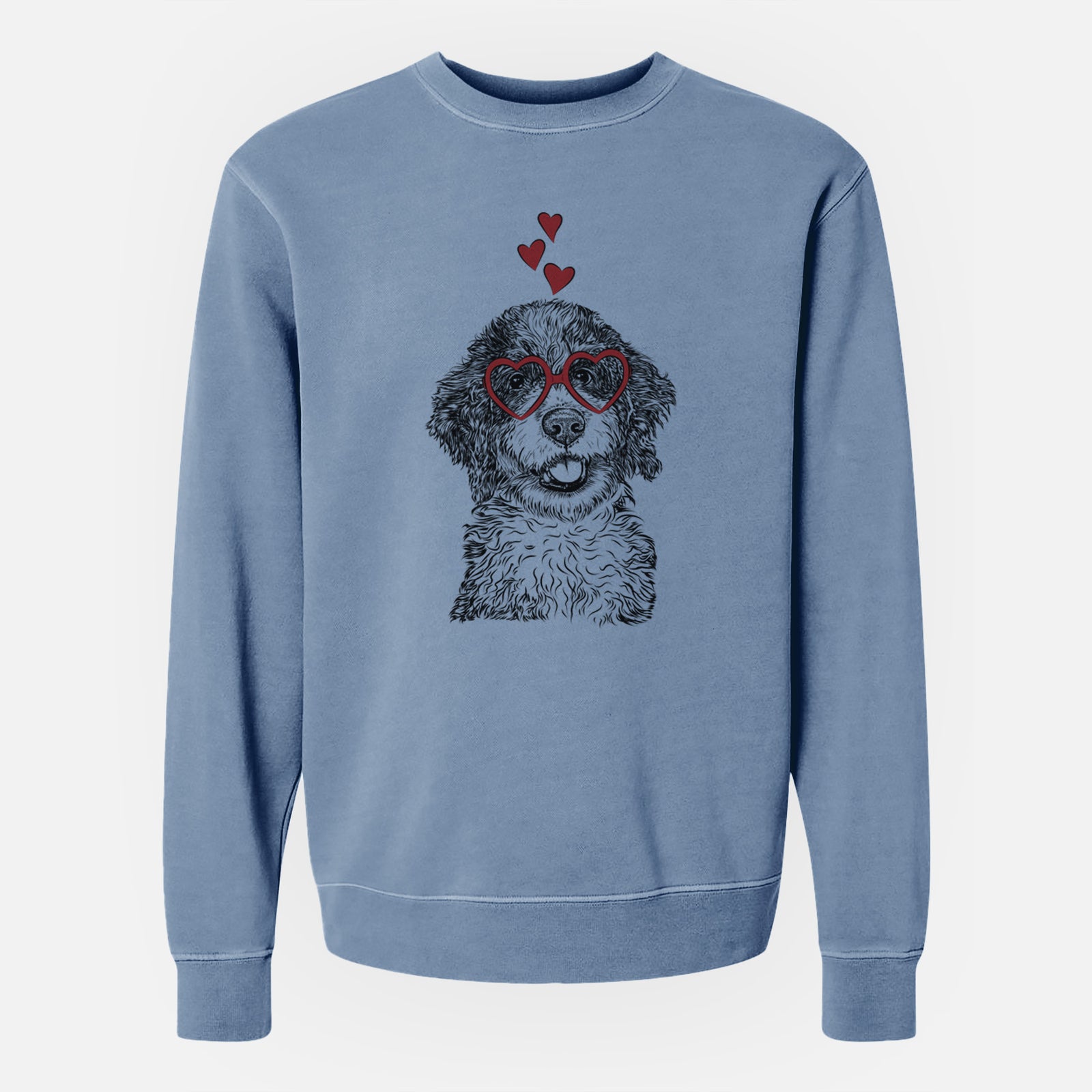 Valentine Smoky the Bernedoodle Puppy - Unisex Pigment Dyed Crew Sweatshirt