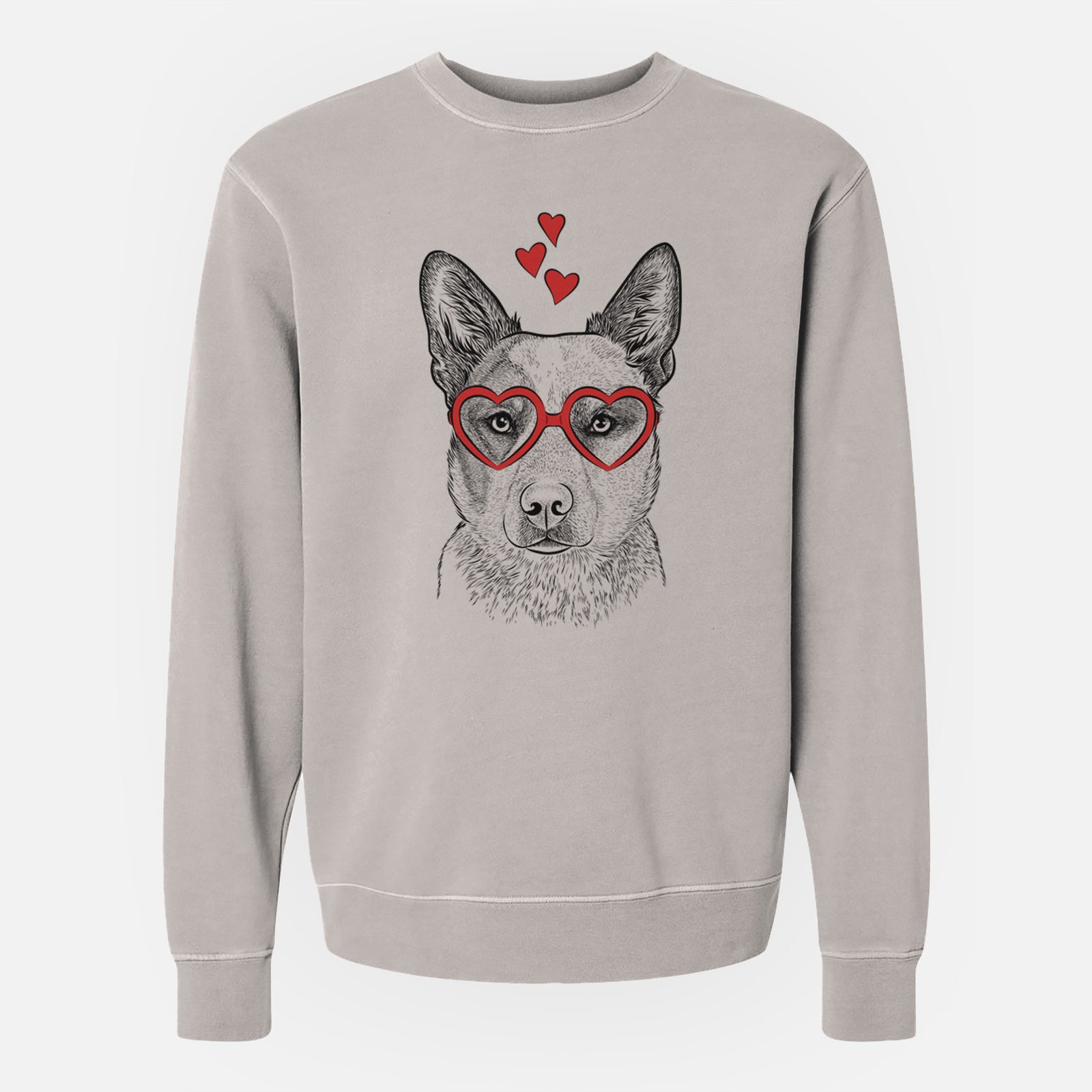 Valentine Snap the Australian Cattle Dog - Unisex Pigment Dyed Crew Sweatshirt