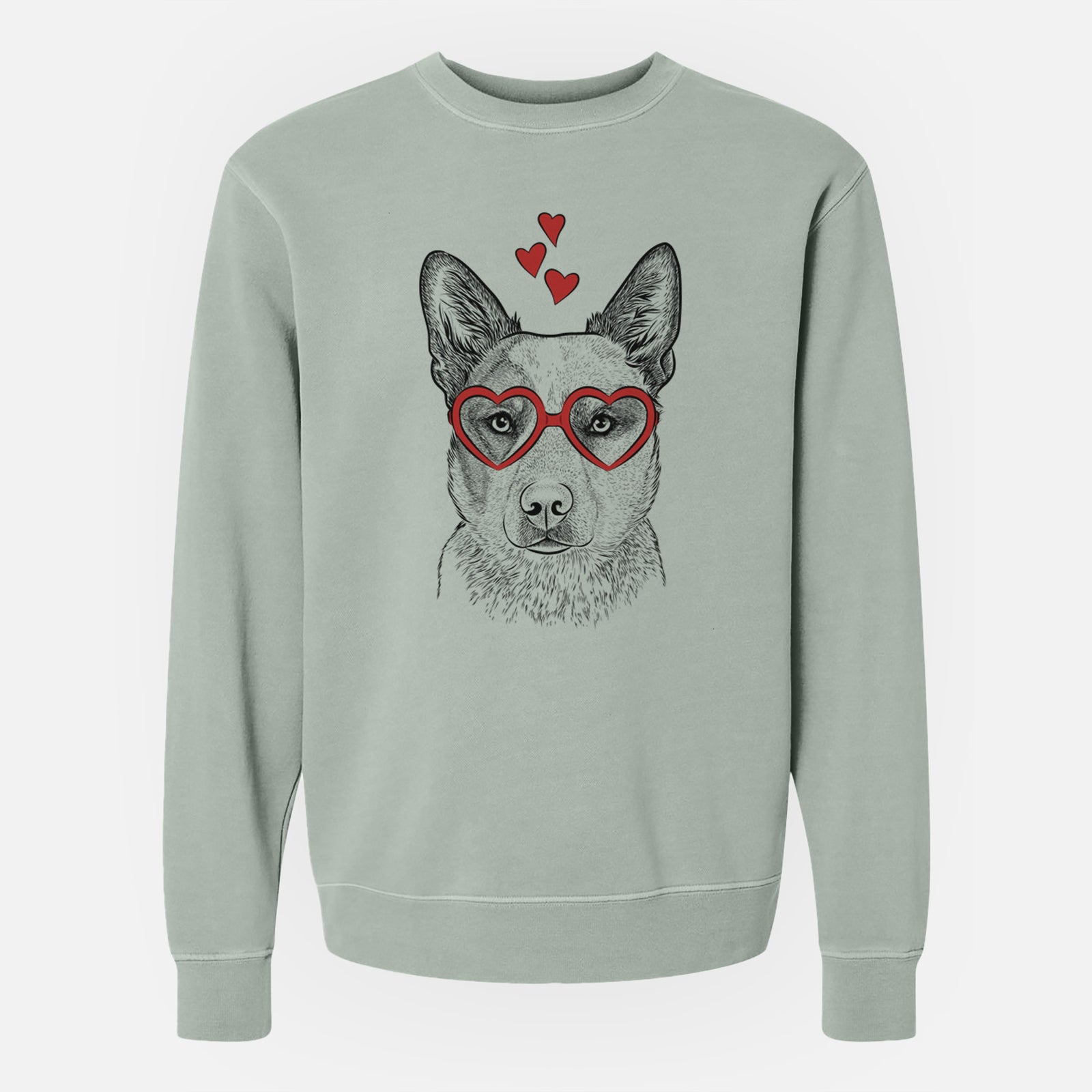 Valentine Snap the Australian Cattle Dog - Unisex Pigment Dyed Crew Sweatshirt