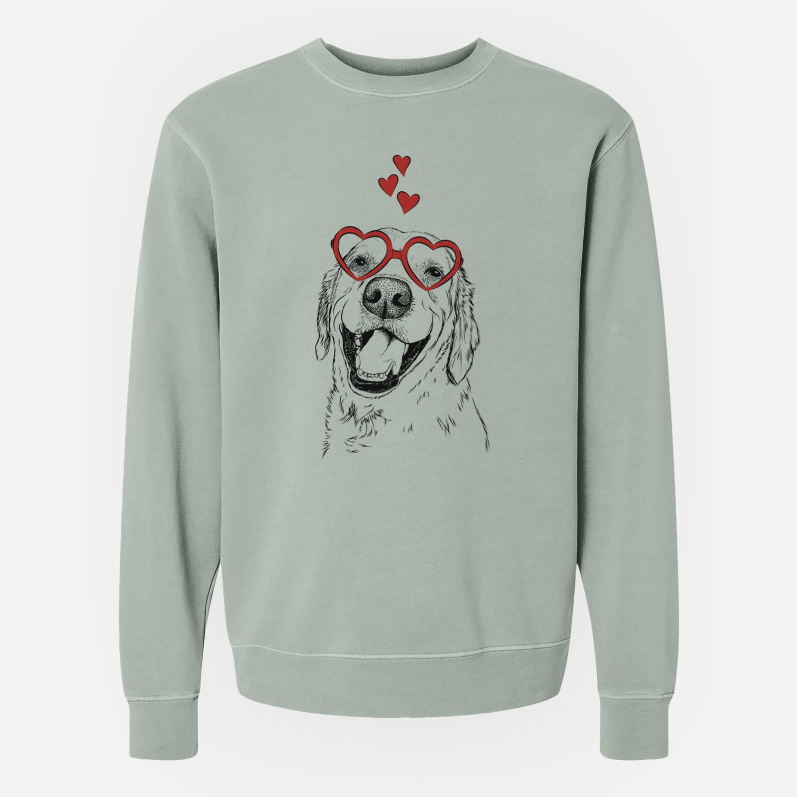 Valentine Spanky the Golden Retriever - Unisex Pigment Dyed Crew Sweatshirt