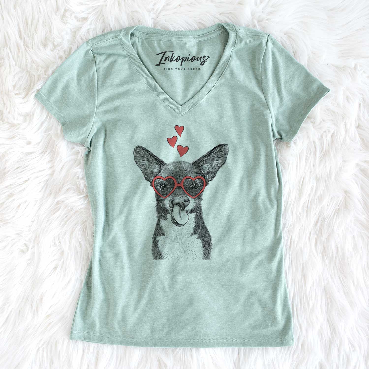 Valentine Sprout the Chihuahua Mix - Women's V-neck Shirt