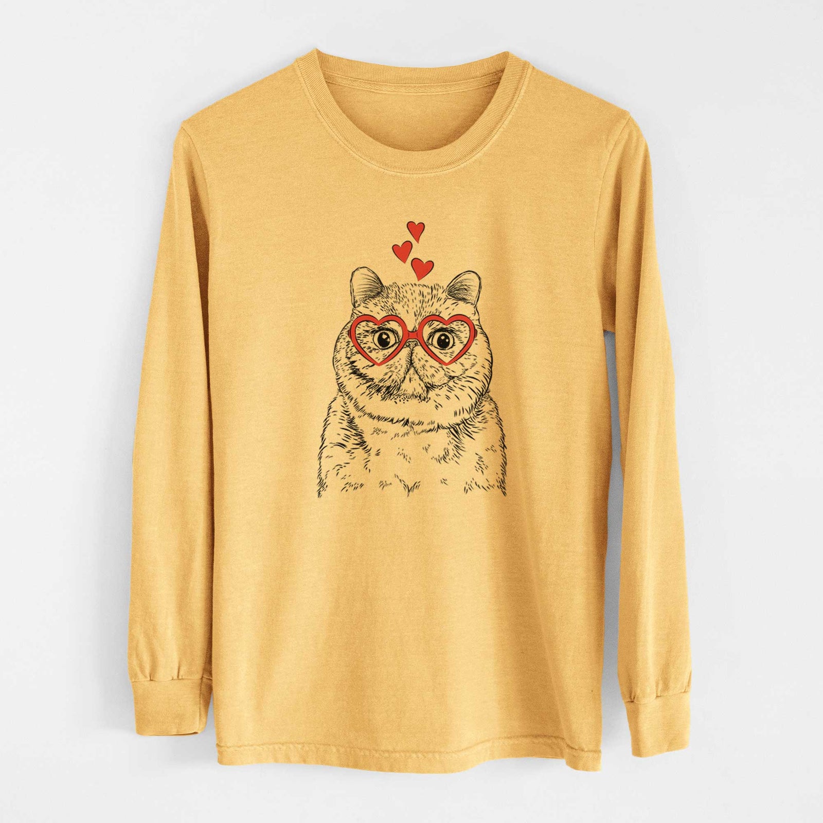 Valentine Squish the Exotic Shorthair Cat - Heavyweight 100% Cotton Long Sleeve