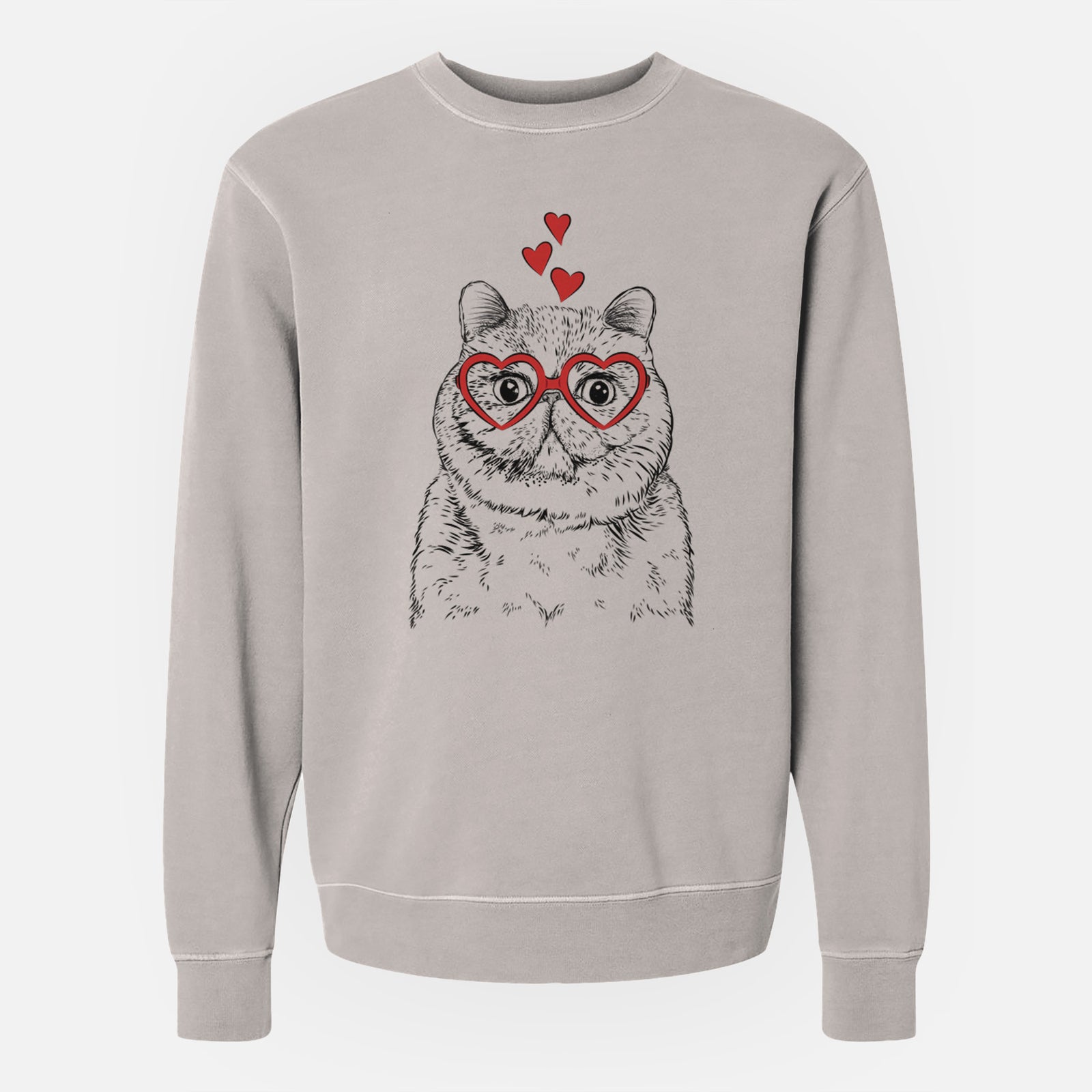 Valentine Squish the Exotic Shorthair Cat - Unisex Pigment Dyed Crew Sweatshirt