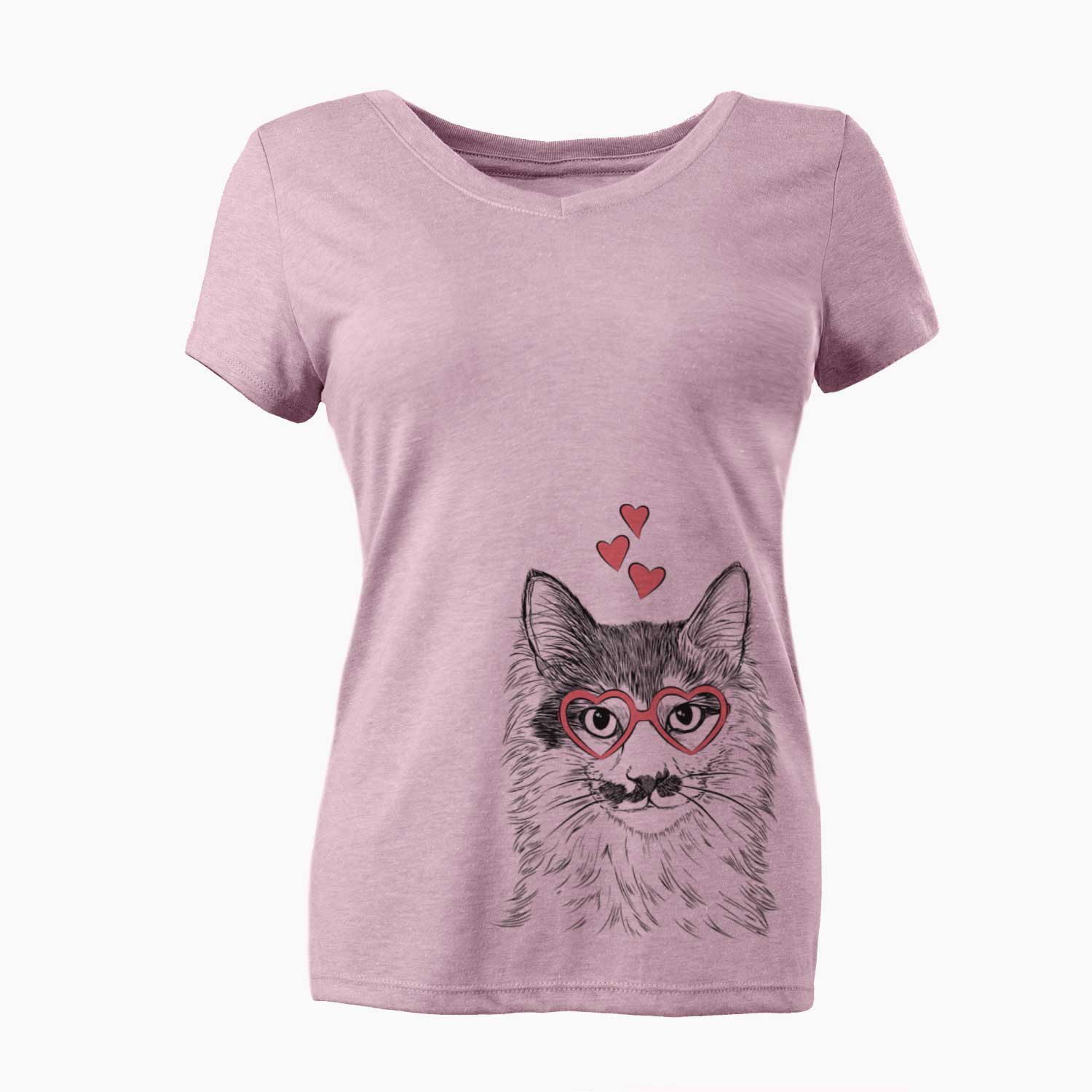 Valentine Stache the Longhaired Mustard Cat - Women's V-neck Shirt