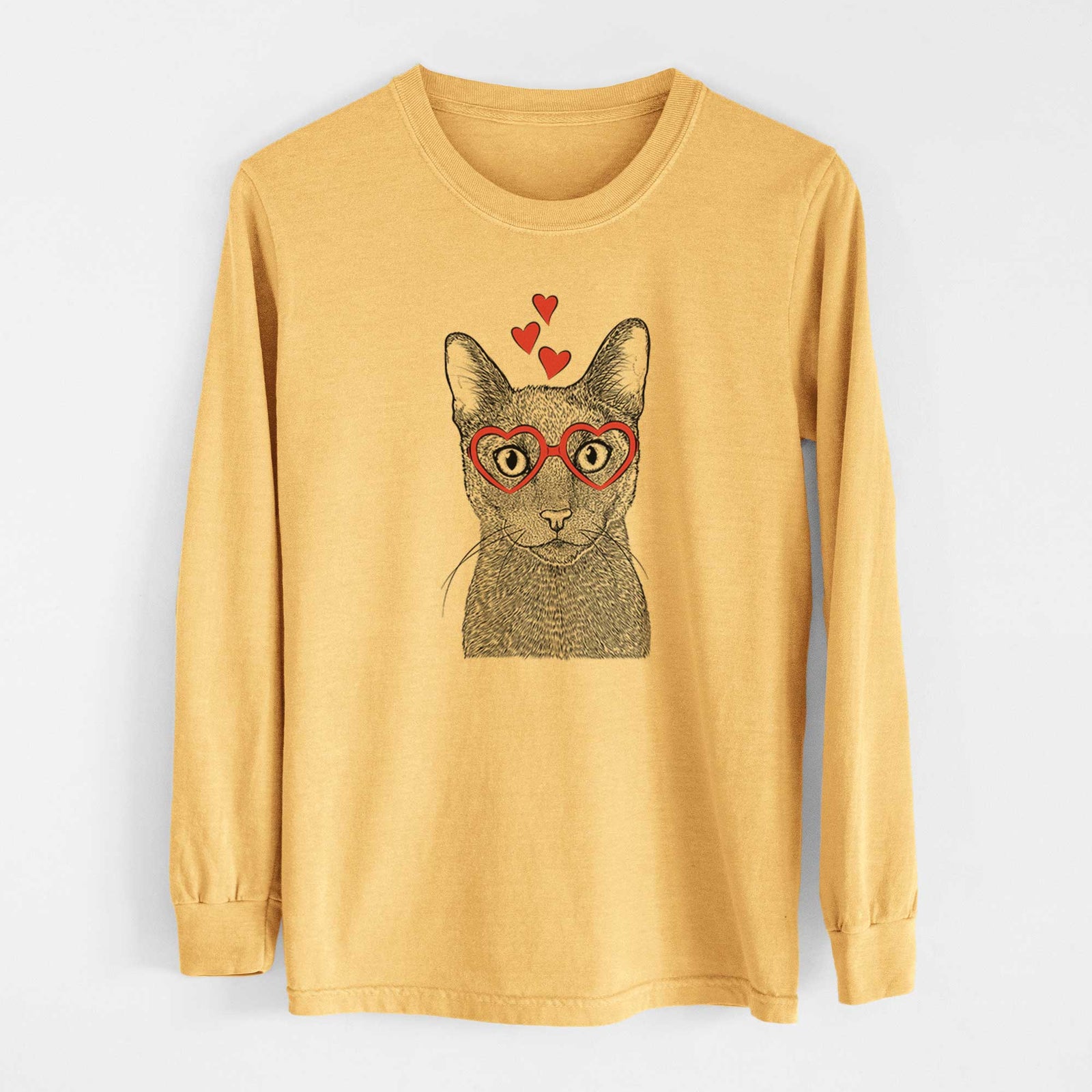 Valentine Stanley the Russian Blue Cat - Heavyweight 100% Cotton Long Sleeve