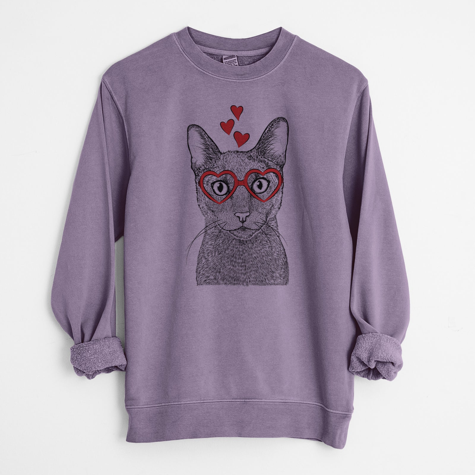 Valentine Stanley the Russian Blue Cat - Unisex Pigment Dyed Crew Sweatshirt