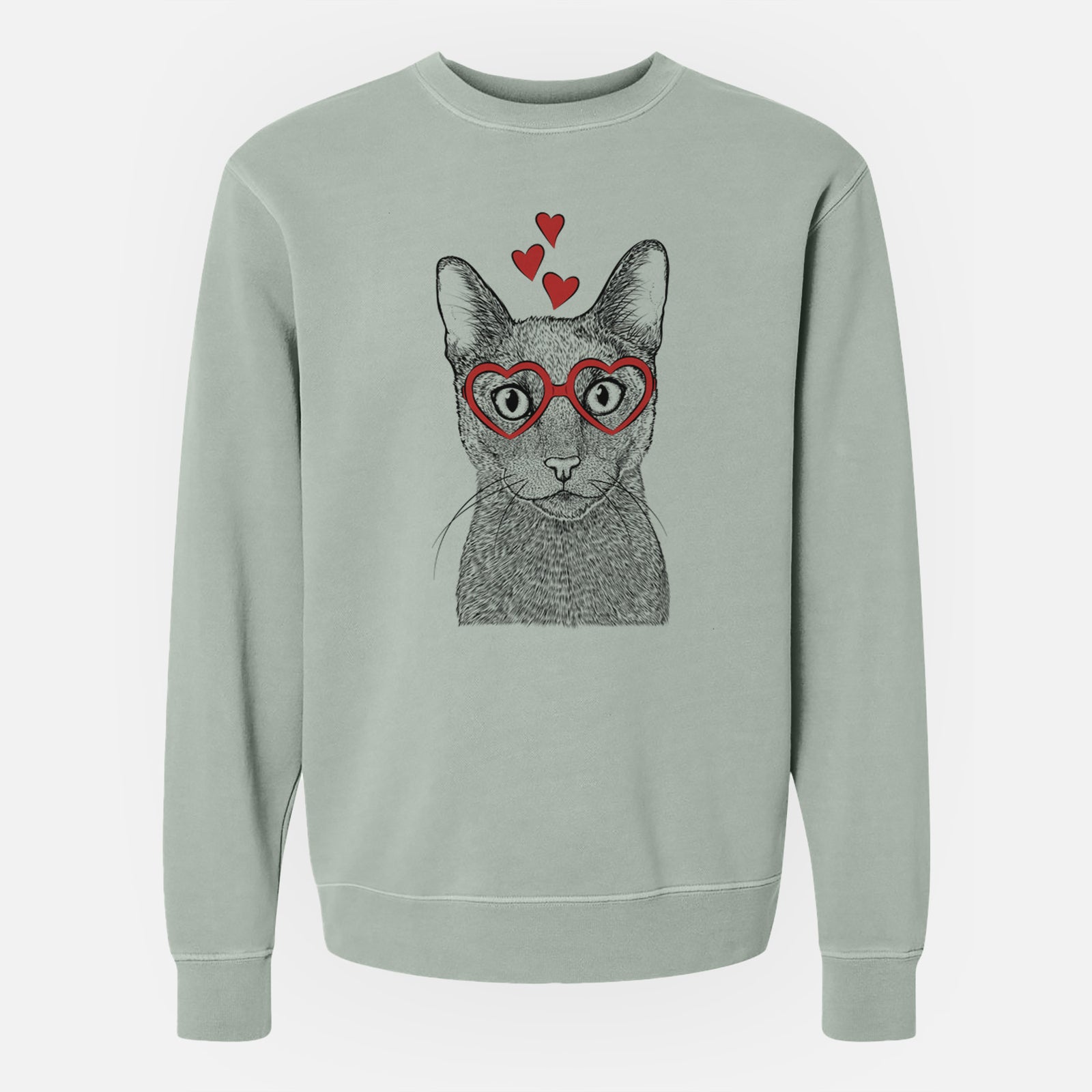 Valentine Stanley the Russian Blue Cat - Unisex Pigment Dyed Crew Sweatshirt