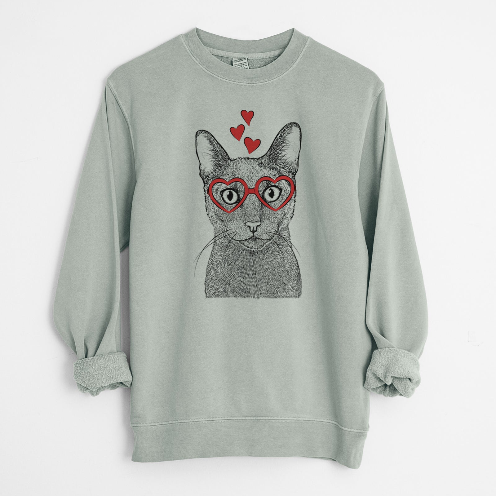 Valentine Stanley the Russian Blue Cat - Unisex Pigment Dyed Crew Sweatshirt