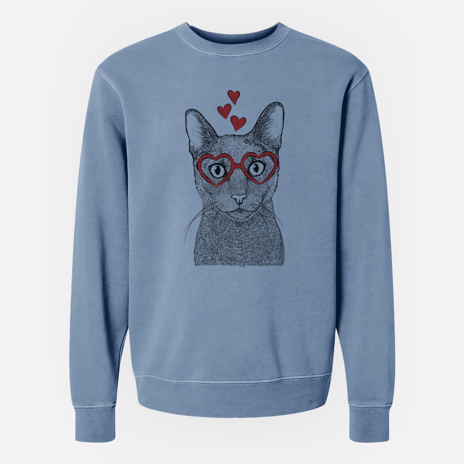 Valentine Stanley the Russian Blue Cat - Unisex Pigment Dyed Crew Sweatshirt