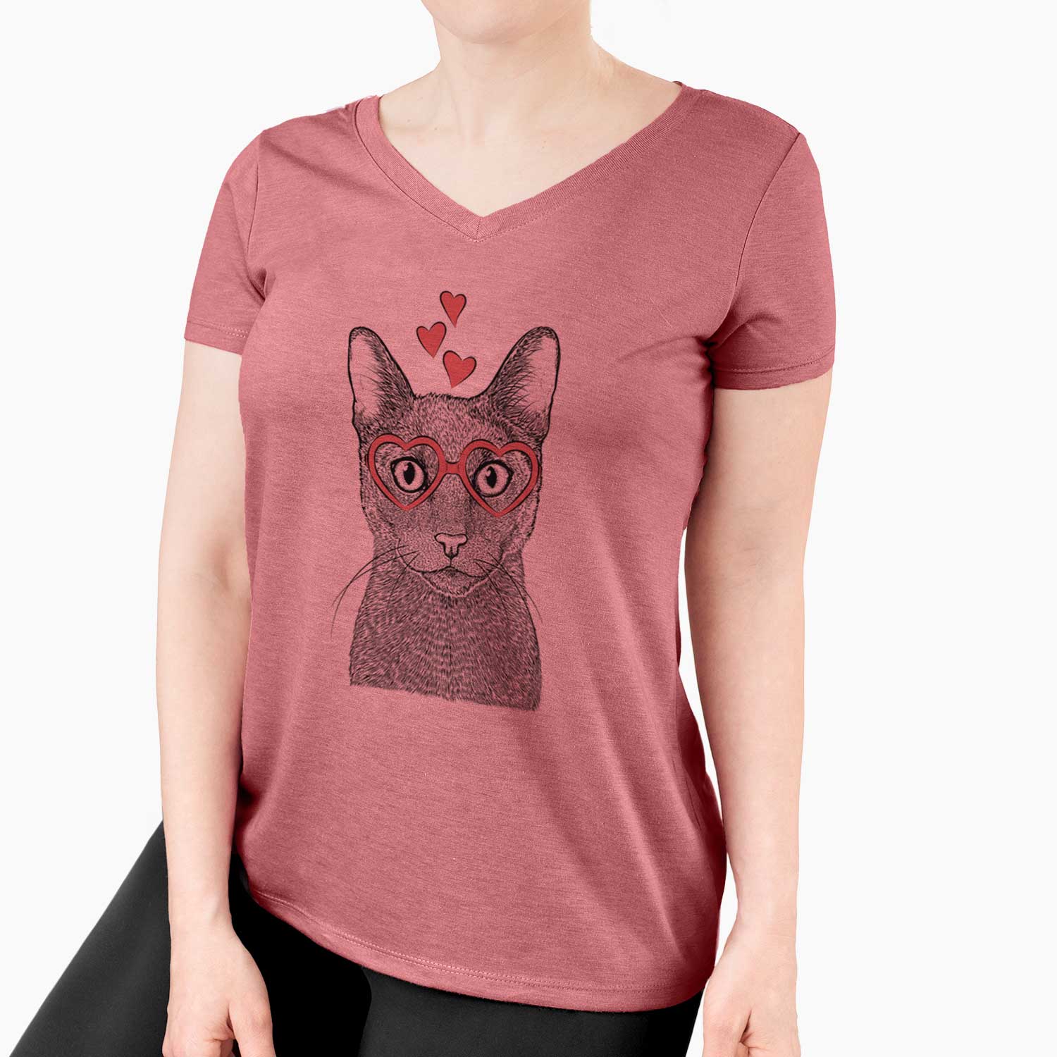 Valentine Stanley the Russian Blue Cat - Women's V-neck Shirt